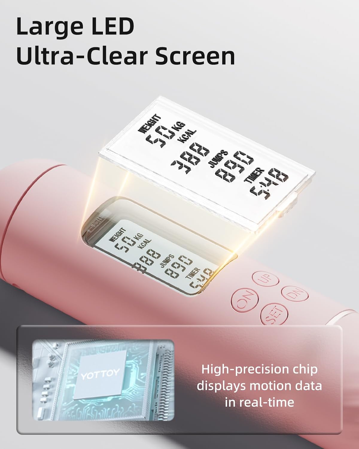 YOTTOY Skipping Ropes for Adults -Cordless Counter Jump Rope with Large Cordless Ball-Weighted Jump Rope for Women with LCD Display - Image 3