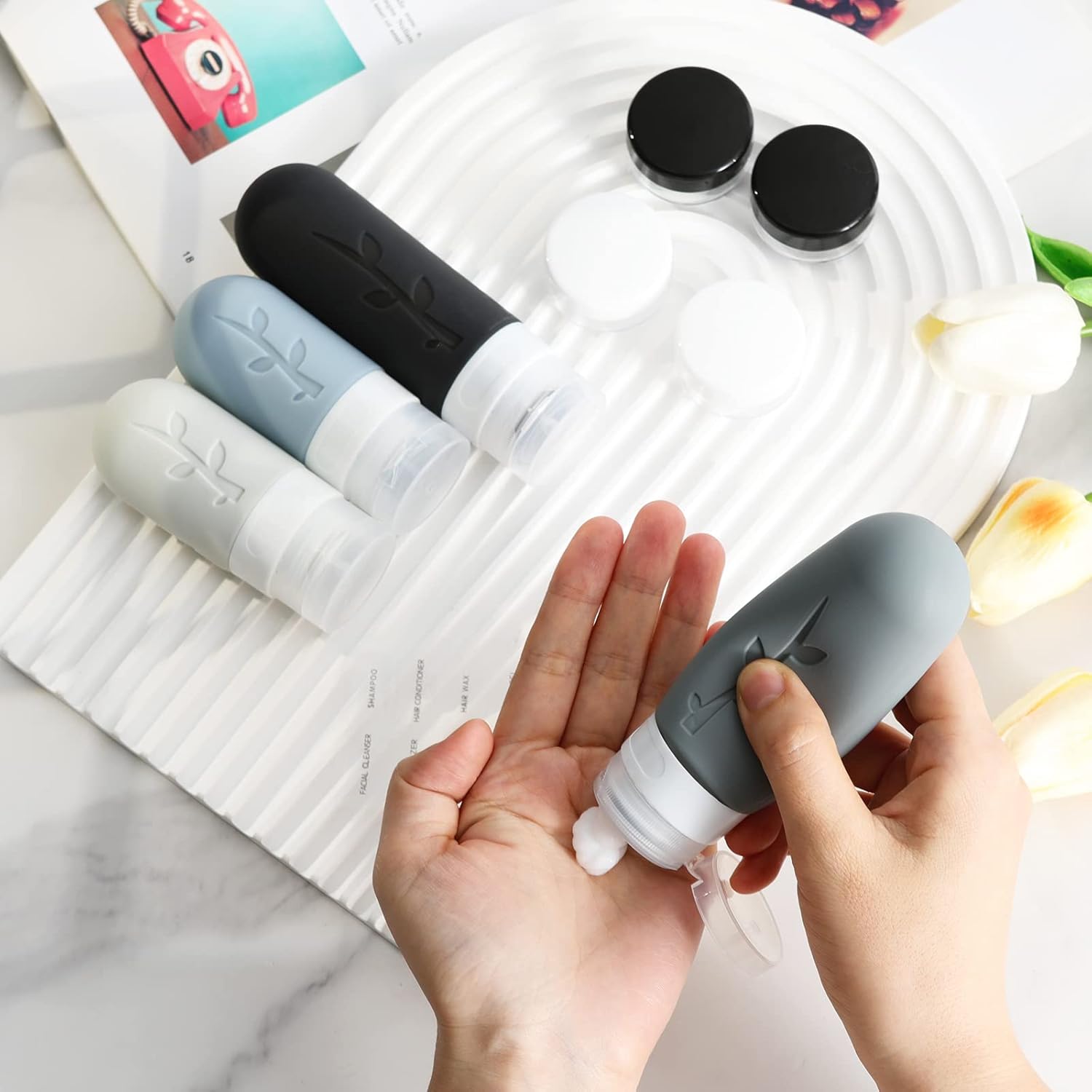 18pack Travel Bottles for Toiletries,TSA Approved Silicone Travel Containers for Toiletries,Leak Proof Refillable Liqus Shampoo And Conditioner travel Essentials toiletry Bottles - Image 5