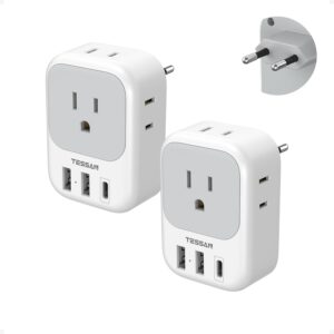 2 Pack European Plug Adapter USB C,...