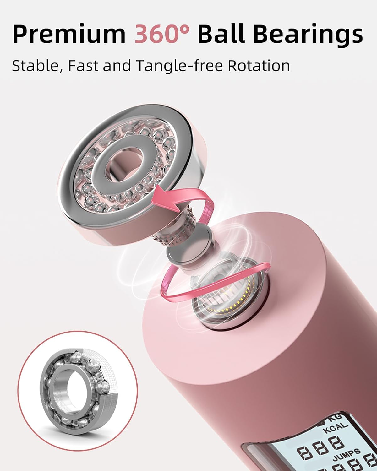 YOTTOY Skipping Ropes for Adults -Cordless Counter Jump Rope with Large Cordless Ball-Weighted Jump Rope for Women with LCD Display - Image 4