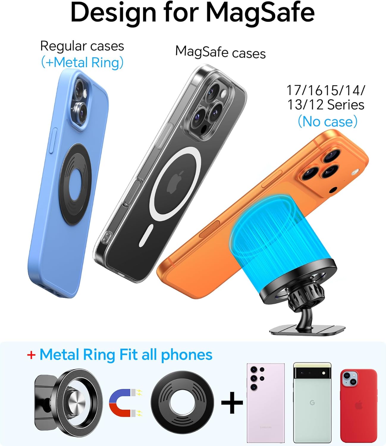 Kaistyle for Magsafe Car Mount【20 Strong Magnets】Magnetic Phone Holder for Car Phone Holder Mount Dash Mounted Holders Cell Phone Holders for Your Car Accessories for Women Men for iPhone 17 16 15 14 - Image 7