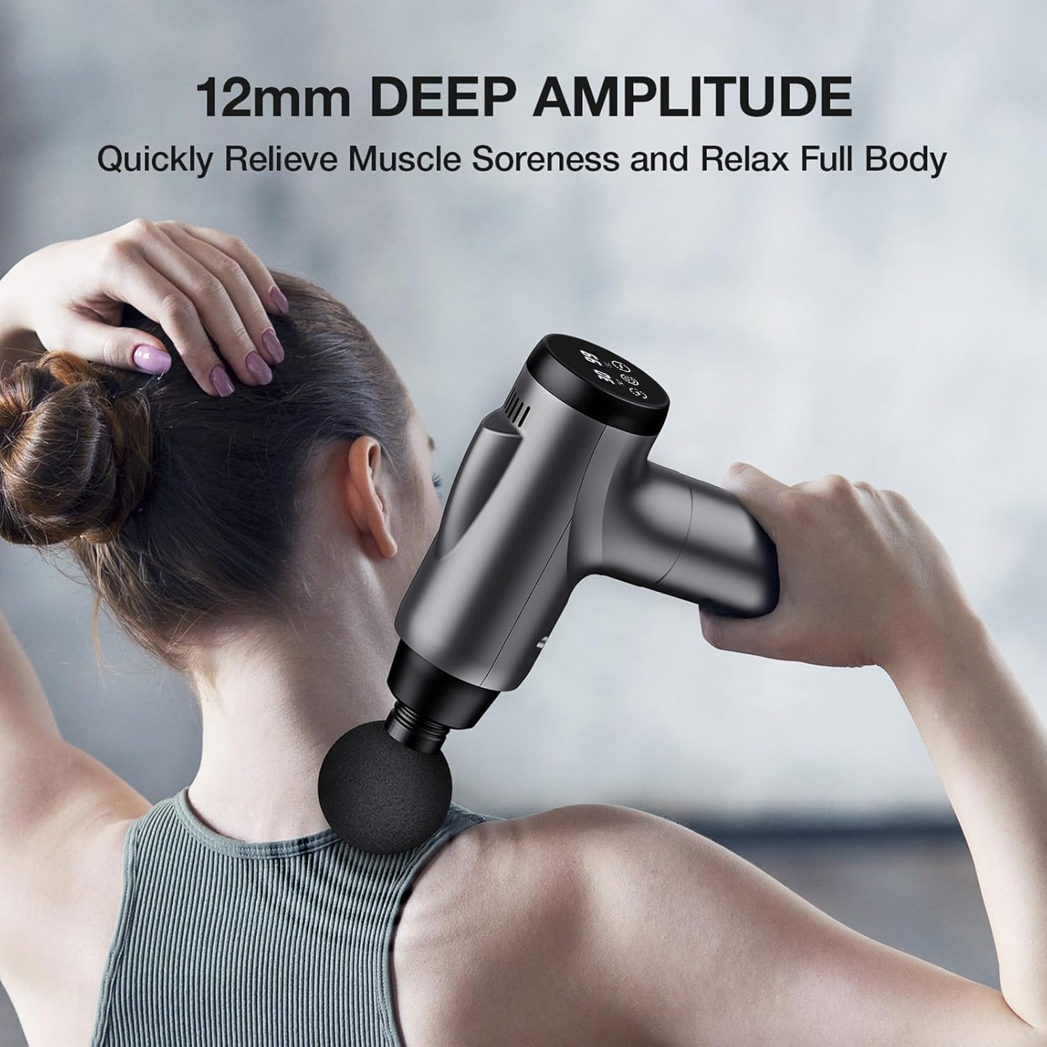 Massage Gun Deep Tissue, Handheld Electric Muscle Massager, High Intensity Percussion Massage Device for Pain Relief with 9 Attachments & 30 Speed(Grey) - Image 4