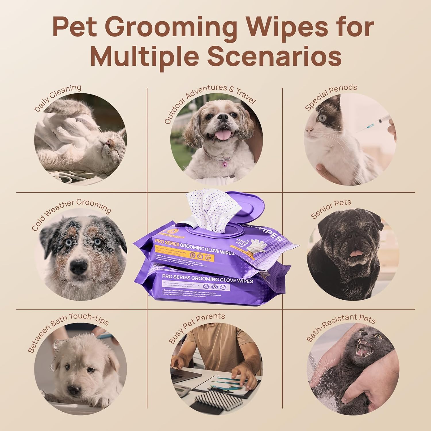 HICC PET Glove Wipes Pro – Pet Cleaning Gloves for Dogs & Cats – Infused with Coconut Oil & Plant Extracts – Hypoallergenic, Gentle, Spa-Like Care at Home - Image 8