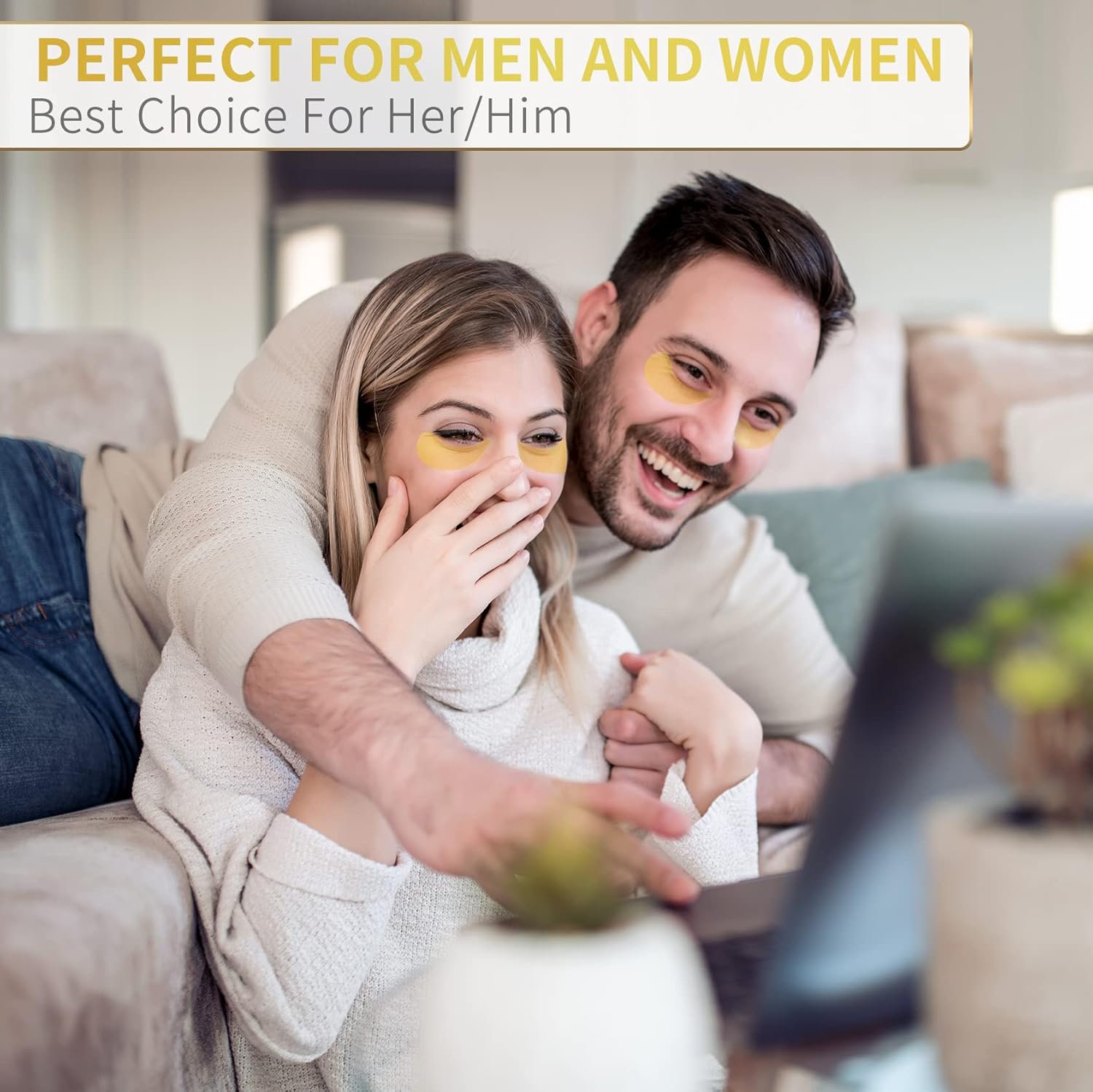 24K Gold Under Eye Patches - 60 Pack for Puffy Eyes, Dark Circles, Bags & Wrinkles with Collagen & Hyaluronic Acid - Eye Care Pads for Daily Skincare (Gold) - Image 6