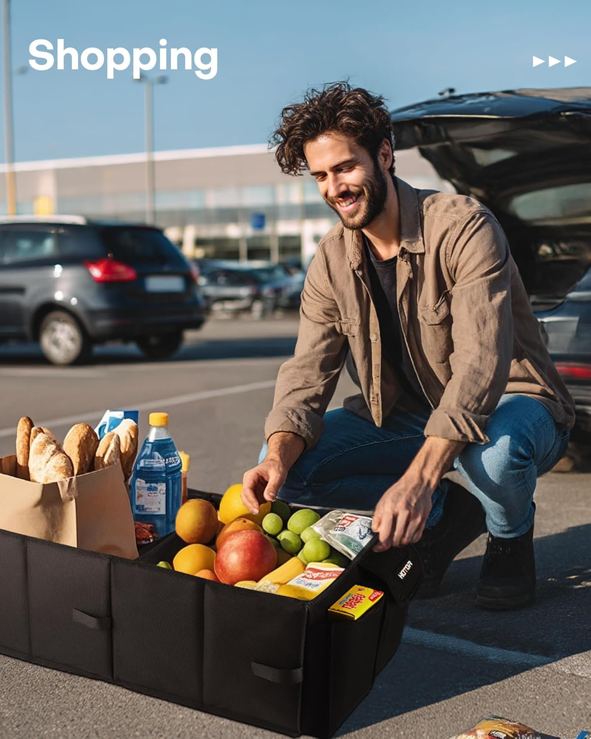 HOTOR Trunk Organizer - Car Organizer, Foldable Trunk organizer for SUVs & Sedans, Sturdy Car Organization for Car Accessories, Tools, Sundries, Black, 2 Compartments, 21.3"×12.6"×10.6" - Image 9