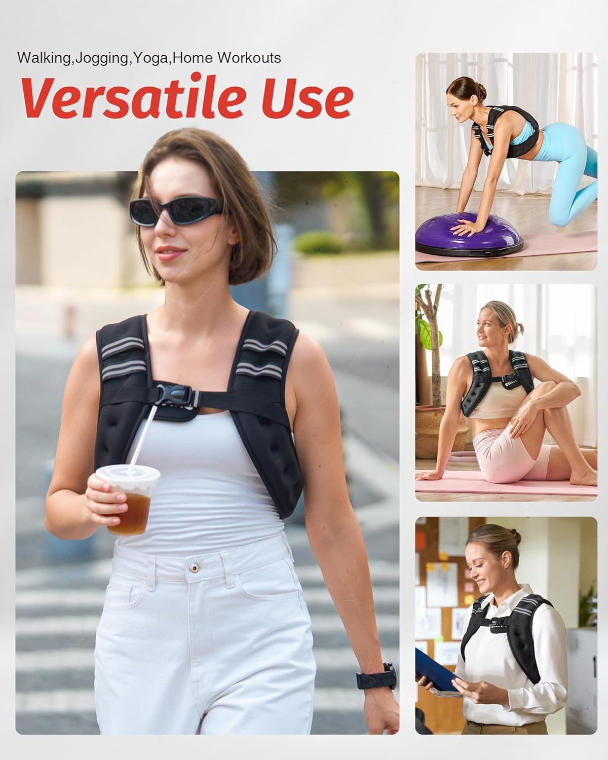 ZELUS Weighted Vest, 6lb/8lb/12lb/16lb/20lb/25lb/30lb Weight Vest with Reflective Stripe for Workout, Strength Training, Running, Fitness, Muscle Building, Weight Loss, Weightlifting - Image 5