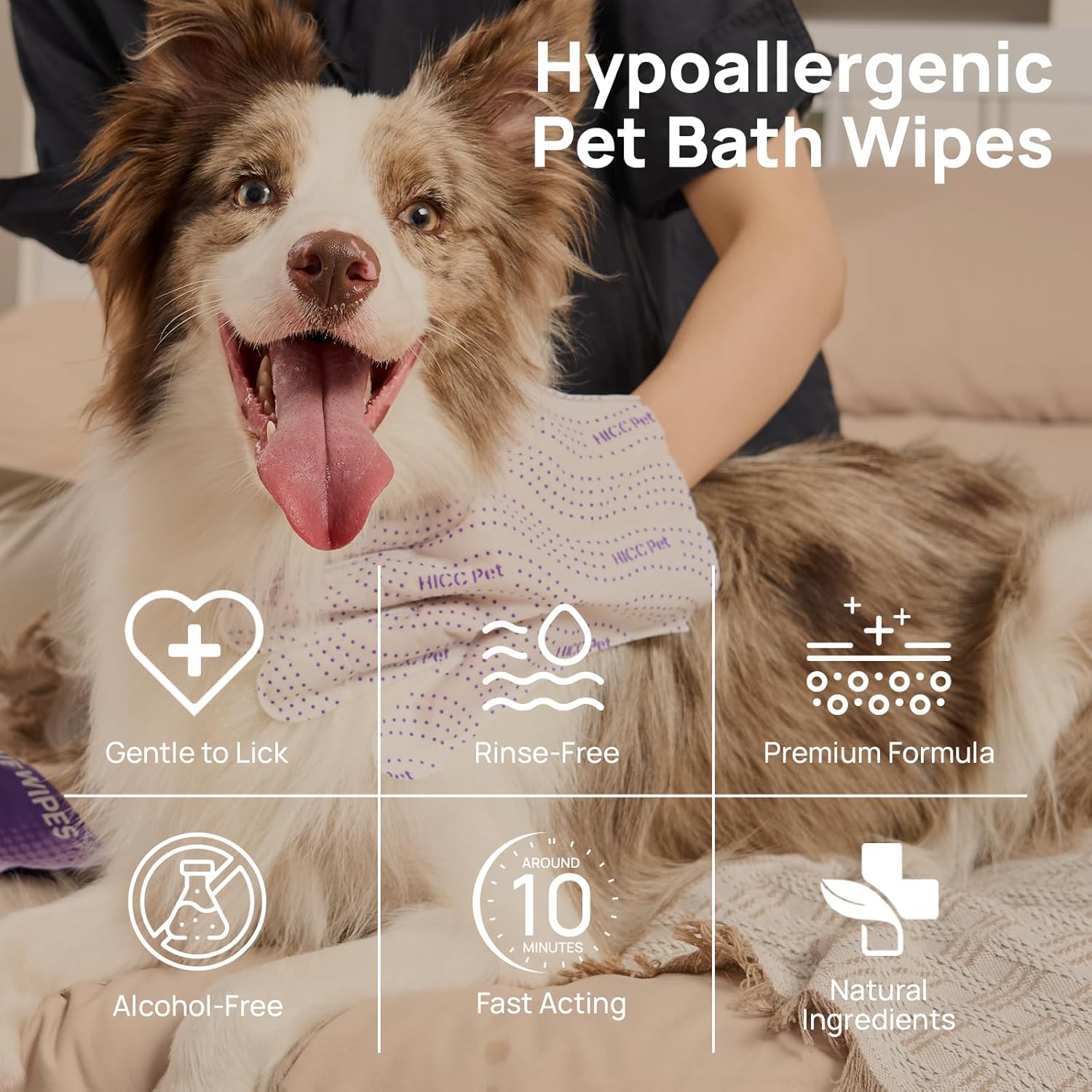 HICC PET Glove Wipes Pro – Pet Cleaning Gloves for Dogs & Cats – Infused with Coconut Oil & Plant Extracts – Hypoallergenic, Gentle, Spa-Like Care at Home - Image 9