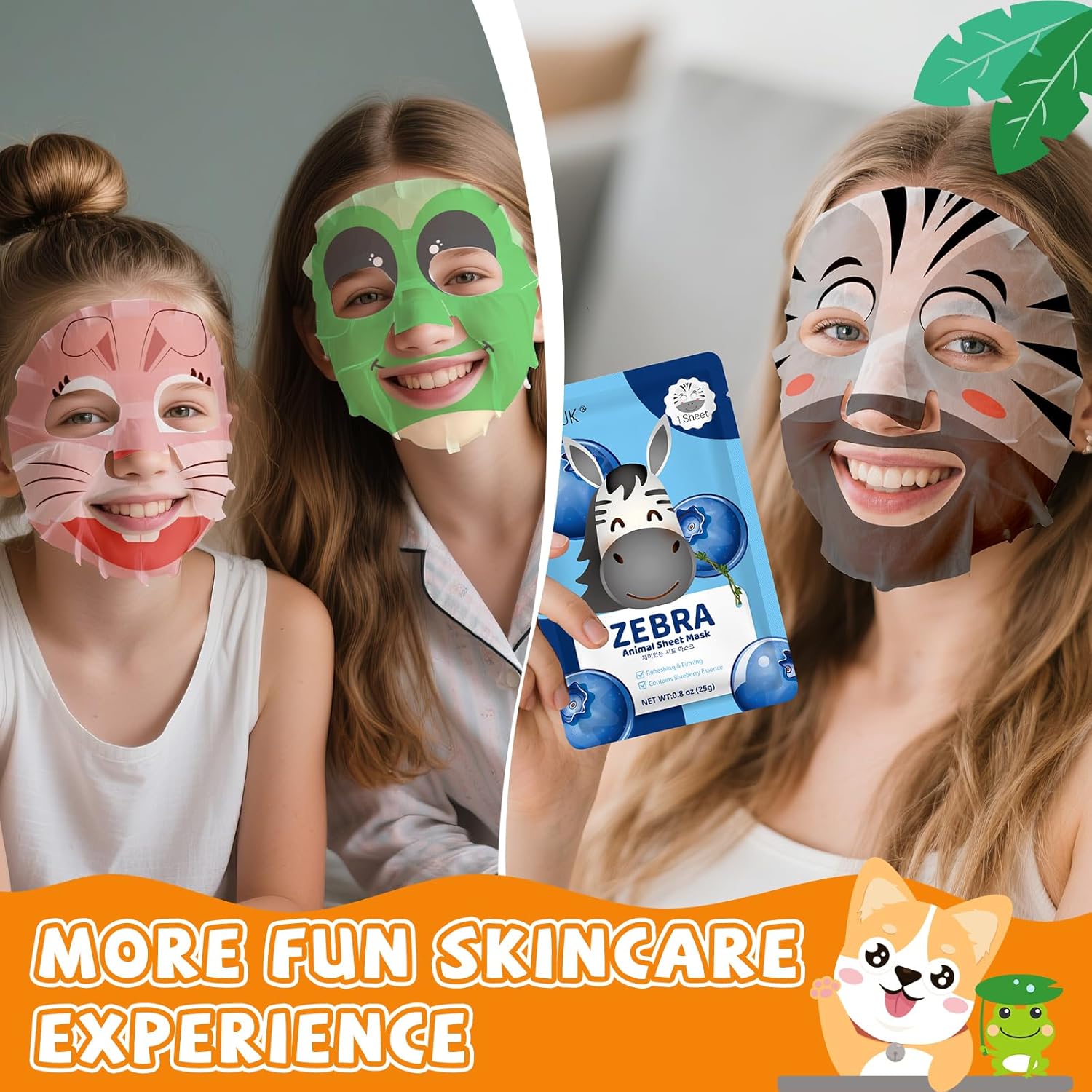 9 Pack Animal Face Masks Skincare for Kids, Bulk Sheet Hydrating Face Mask for Kids Skin Care, Collagen Face Mask for Teens Women, Valentines Day Gifts, Spa Party Gifts for Teen Girls - Image 6