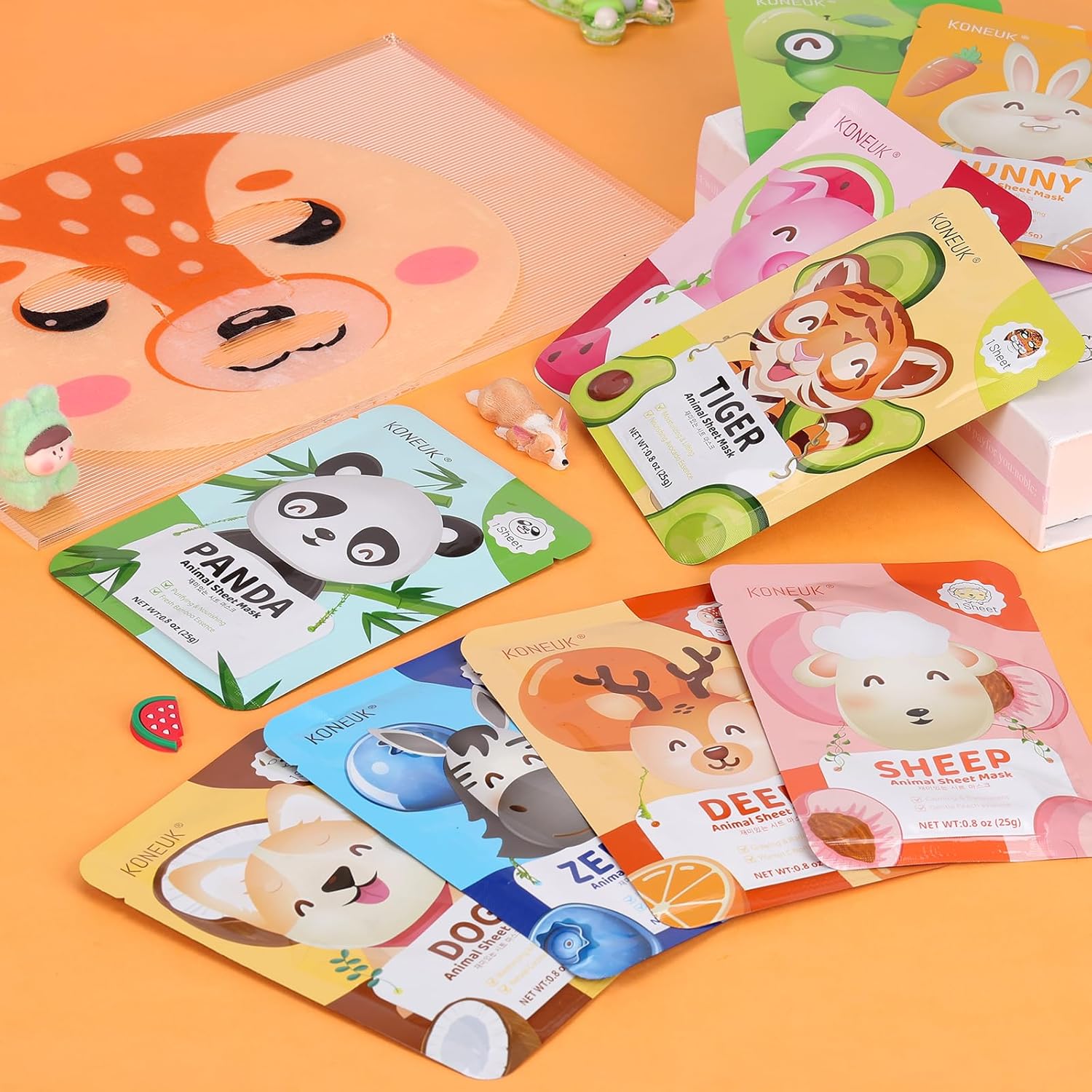 9 Pack Animal Face Masks Skincare for Kids, Bulk Sheet Hydrating Face Mask for Kids Skin Care, Collagen Face Mask for Teens Women, Valentines Day Gifts, Spa Party Gifts for Teen Girls - Image 7