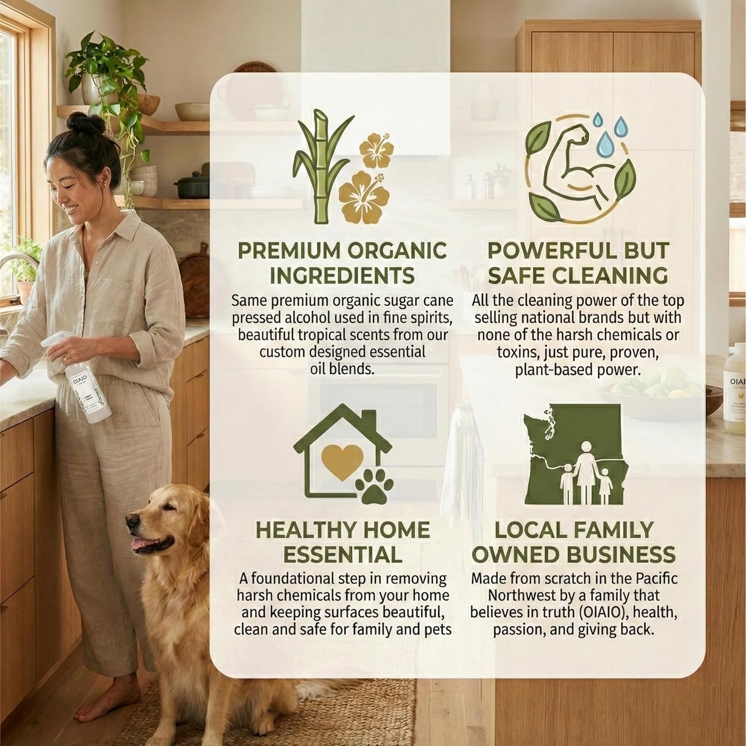 Non-Toxic Glass Cleaner - 100% Natural Organic Ingredients that Truly Perform - 24oz - Light Coconut & Bergamot Scent - Image 3