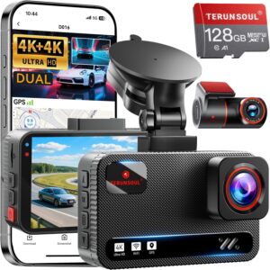 4K+4K Dash Cam Front and Rear, Free...