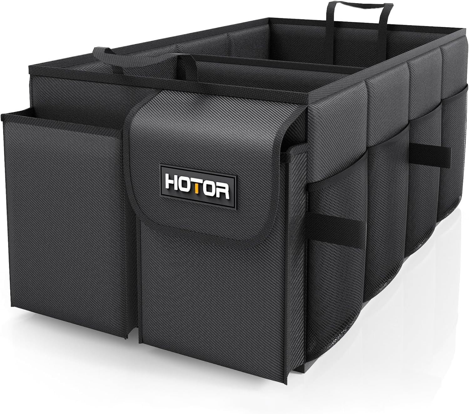 HOTOR Trunk Organizer - Car Organizer, Foldable Trunk organizer for SUVs & Sedans, Sturdy Car Organization for Car Accessories, Tools, Sundries, Black, 2 Compartments, 21.3"×12.6"×10.6" - Image 2