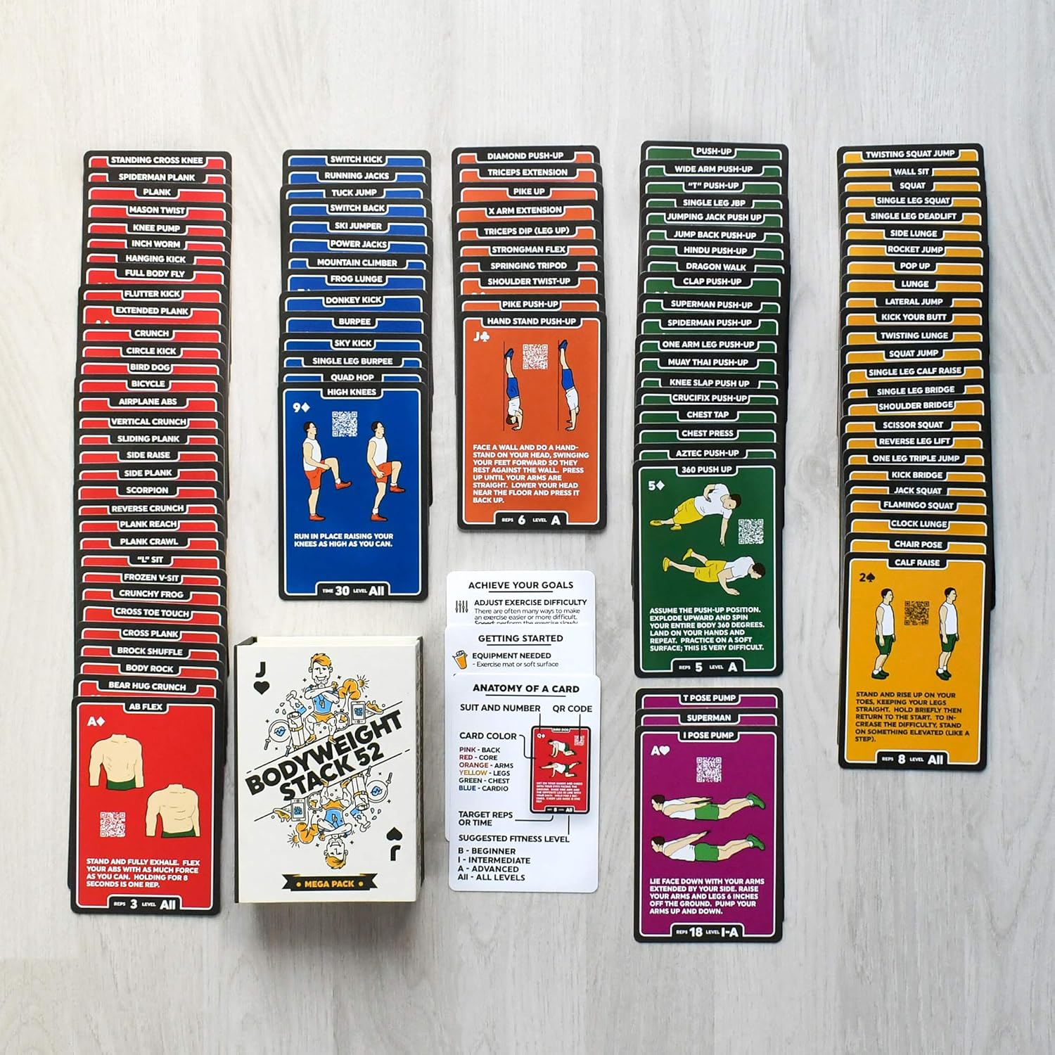 Stack 52 Bodyweight Exercise Cards: Workout Playing Card Game. Designed by a Military Fitness Expert. Video Instructions Included. No Equipment Needed. Burn Fat Build Muscle. - Image 5