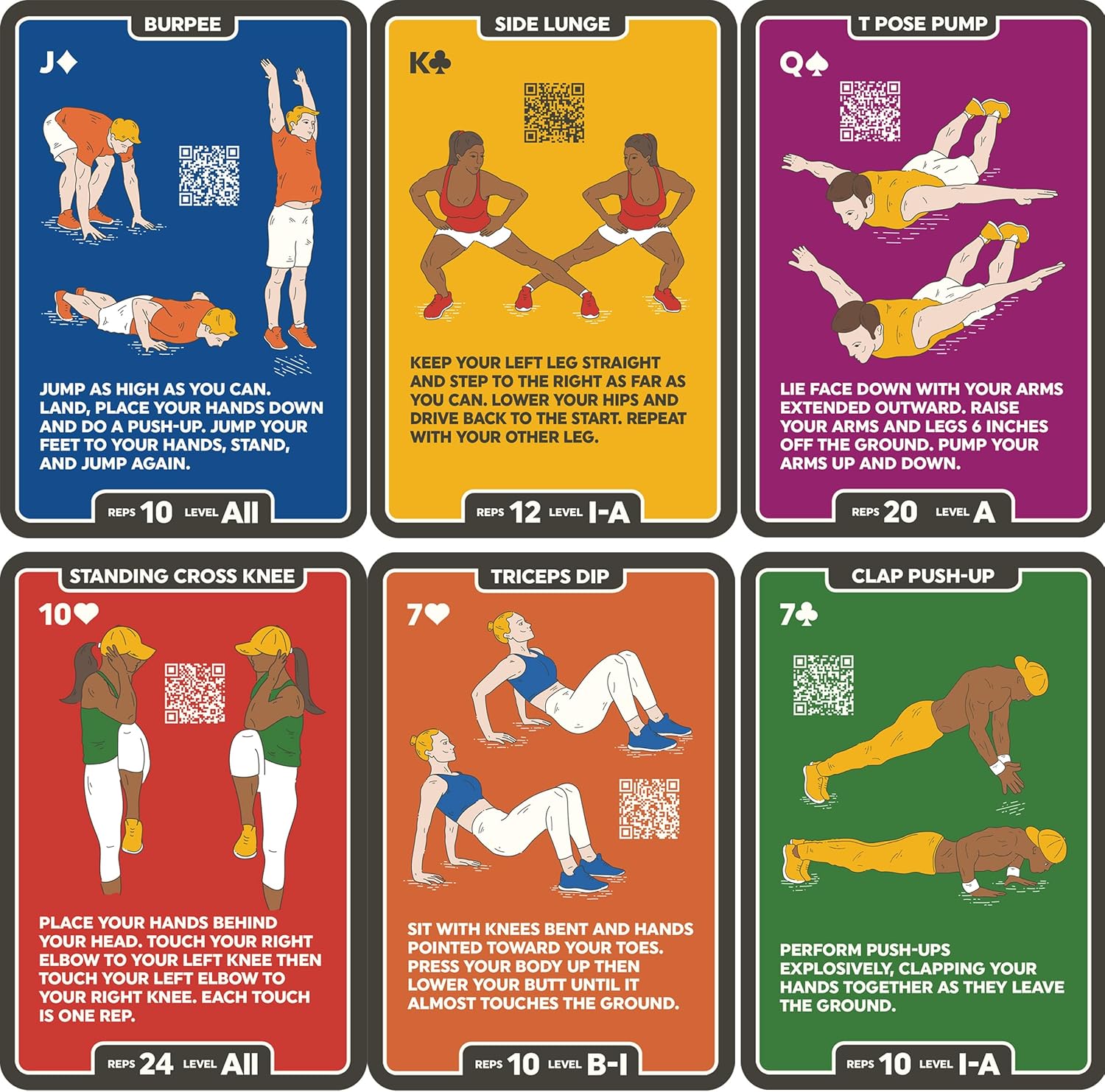 Stack 52 Bodyweight Exercise Cards: Workout Playing Card Game. Designed by a Military Fitness Expert. Video Instructions Included. No Equipment Needed. Burn Fat Build Muscle. - Image 3