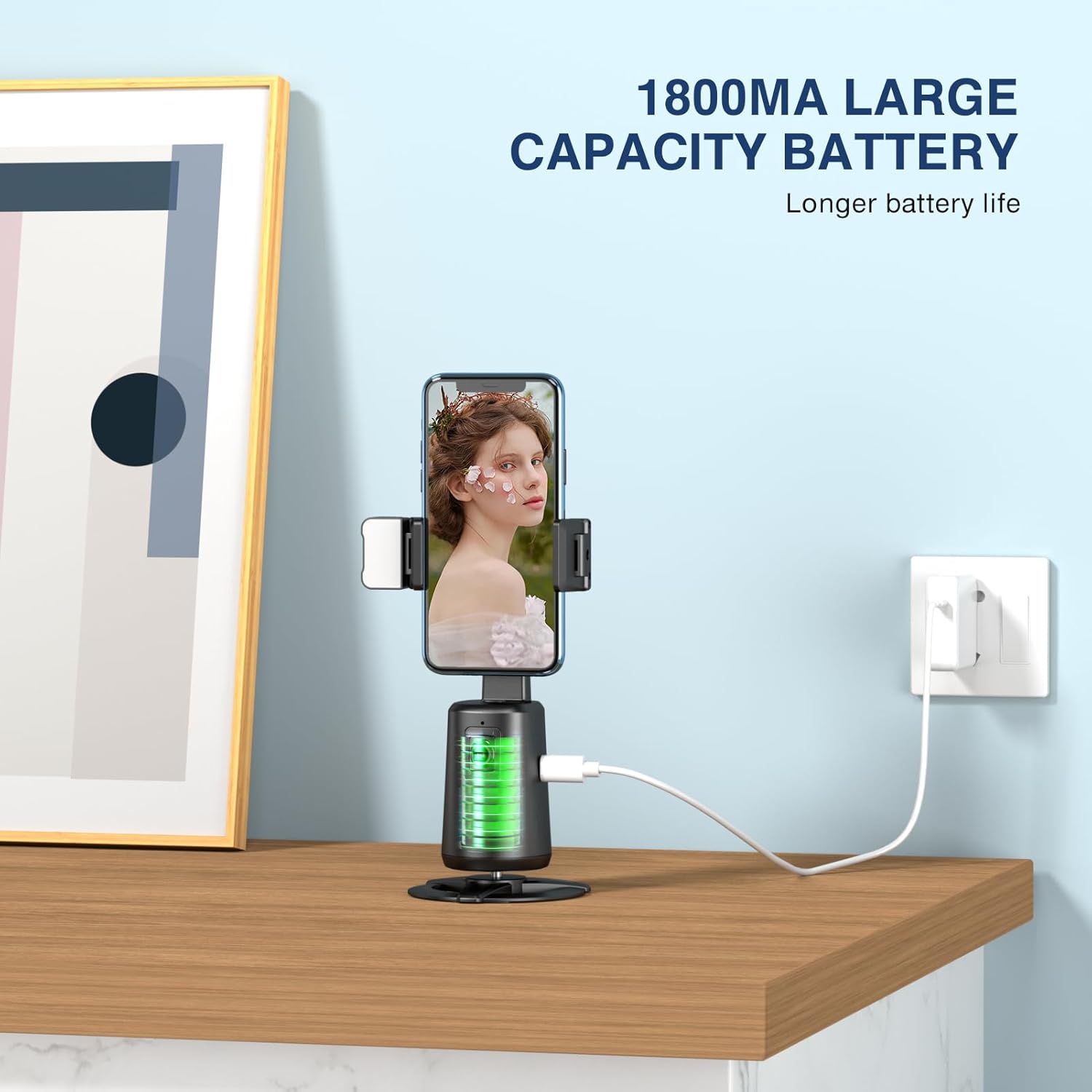 Auto Face Tracking Tripod 360° Rotating Cell Phone Photo and Video Kits Stand, No App, Camera Stand with Remote and Gesture Control, Rechargeable Smart Shooting Stand for Live Recording Tiktok(Black) - Image 8