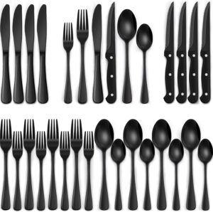 EWFEN 24-Piece Black Silverware Set...