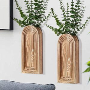 2 Pack Wooden Wall Vase Set –...