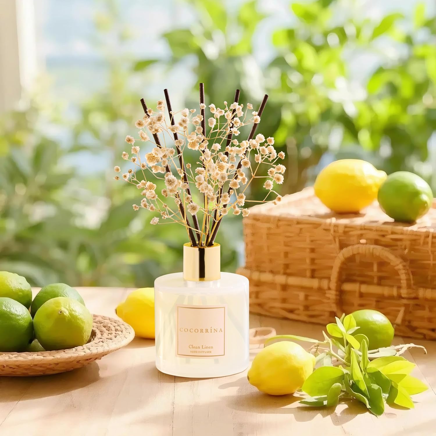 Cocorrína Reed Diffuser Set, Clean Linen 6.7 fl oz Scented Diffuser with Sticks Home Fragrance Reed Diffuser for Bathroom Shelf Decor - Image 6