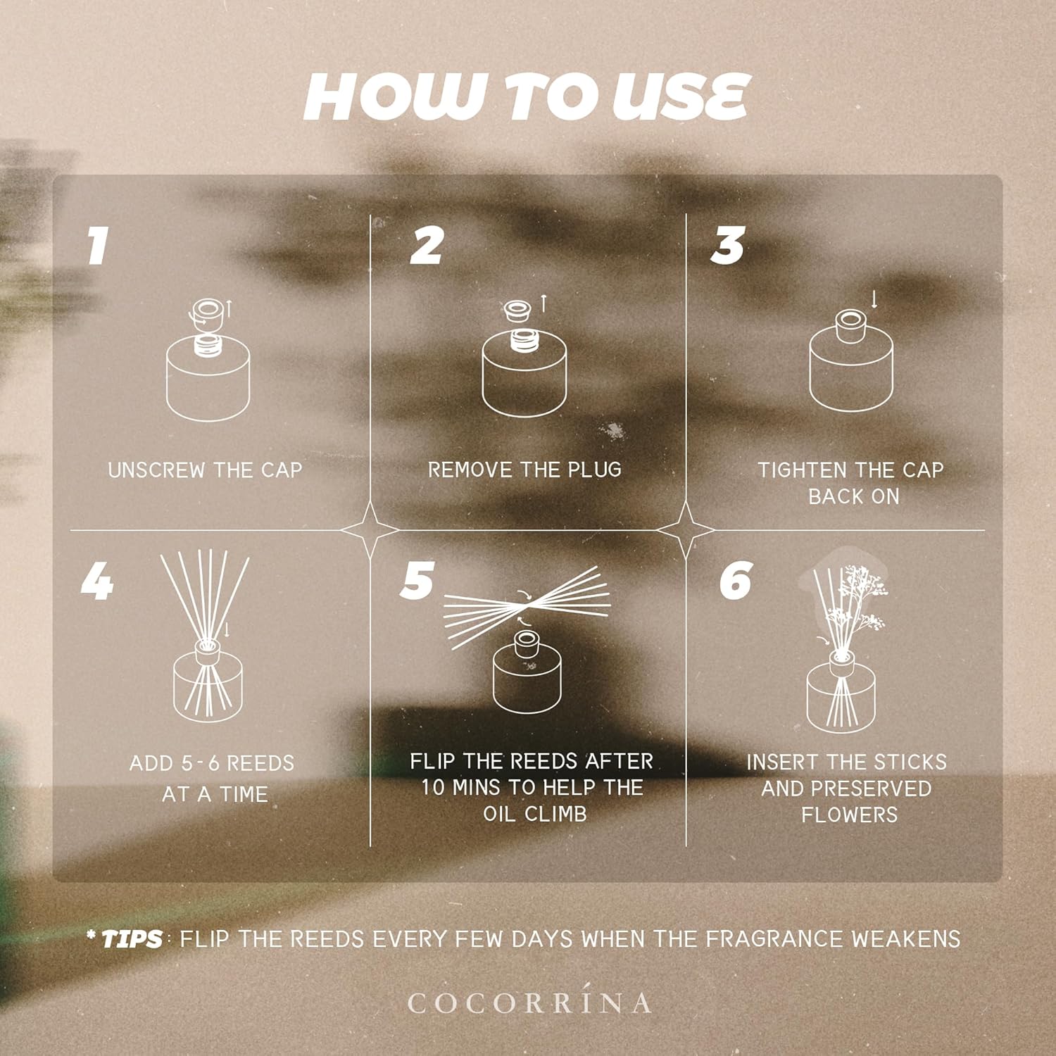 Cocorrína Reed Diffuser Set, Clean Linen 6.7 fl oz Scented Diffuser with Sticks Home Fragrance Reed Diffuser for Bathroom Shelf Decor - Image 8