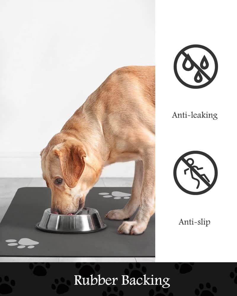 Pet Feeding Mat-Absorbent Dog Mat for Food and Water Bowl-No Stains Quick Dry Dispenser Mat-Dog Accessories Pet Supplies-Water Bowl for Messy Drinkers(Darkgrey,12"x19" - Image 5