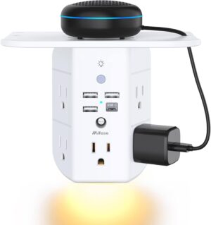 Wall Outlet Extender with Shelf and...