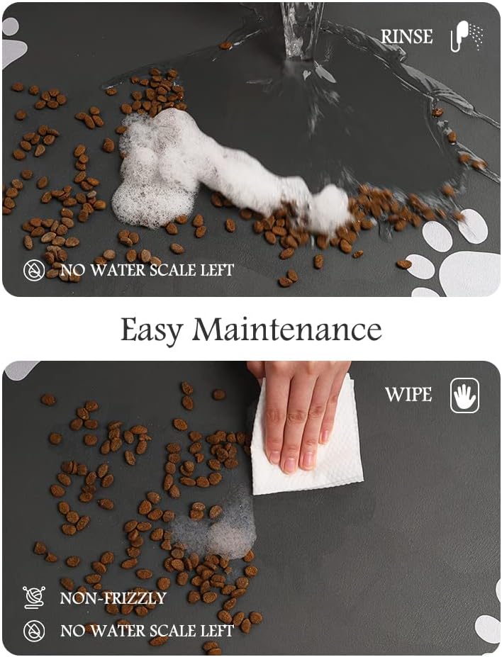 Pet Feeding Mat-Absorbent Dog Mat for Food and Water Bowl-No Stains Quick Dry Dispenser Mat-Dog Accessories Pet Supplies-Water Bowl for Messy Drinkers(Darkgrey,12"x19" - Image 4