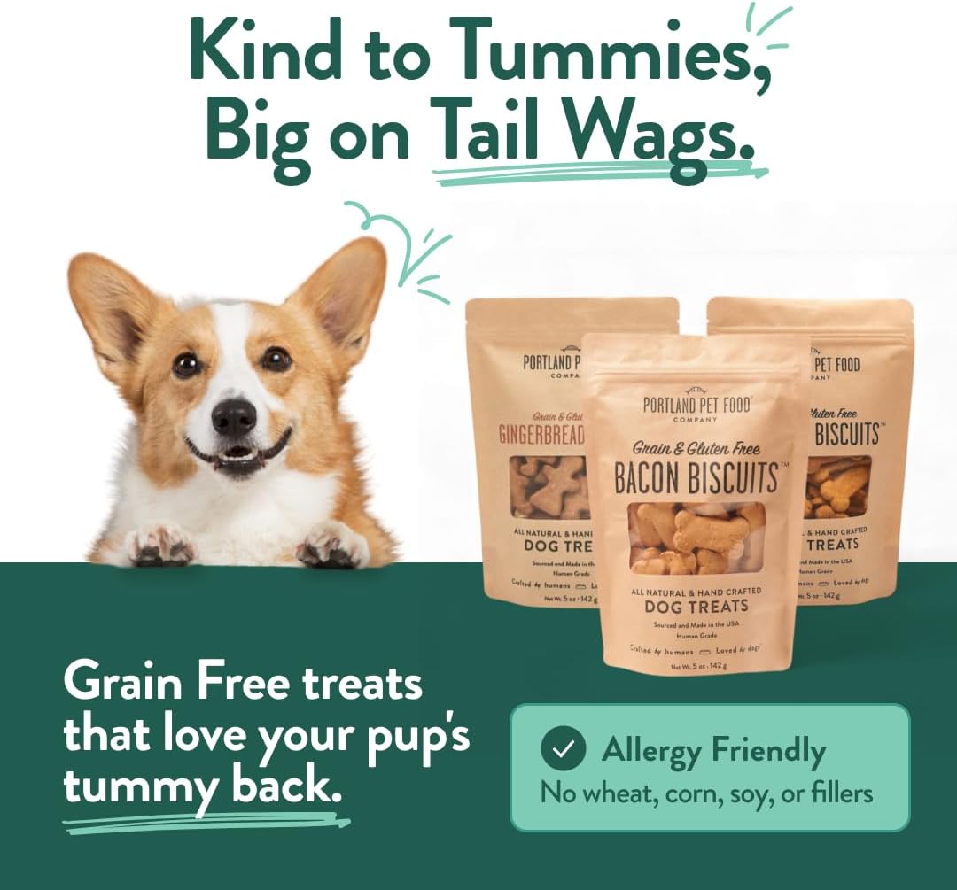 Portland Pet Food Company Natural Dog Treats Variety Pumpkin Gingerbread & Bacon Dog Biscuits - Grain-Free, Human-Grade Healthy Training & Snacks - Puppy, Small, Large Breed - Made in the USA - 3 Pack - Image 4