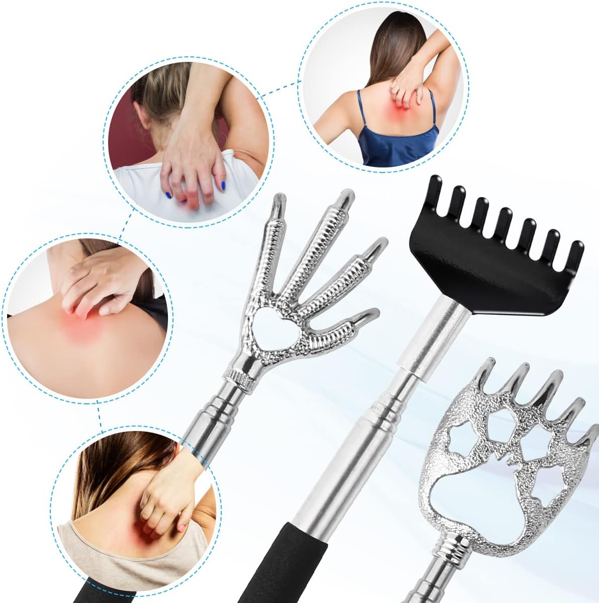 Yeipis 3 Pack Back Scratcher Metal Portable Telescoping with Rubber Handles, Extendable Back Massager Tool with Beautiful Box, White Elephant Stocking Stuffers Gifts for Men Women Christmas Presents - Image 2