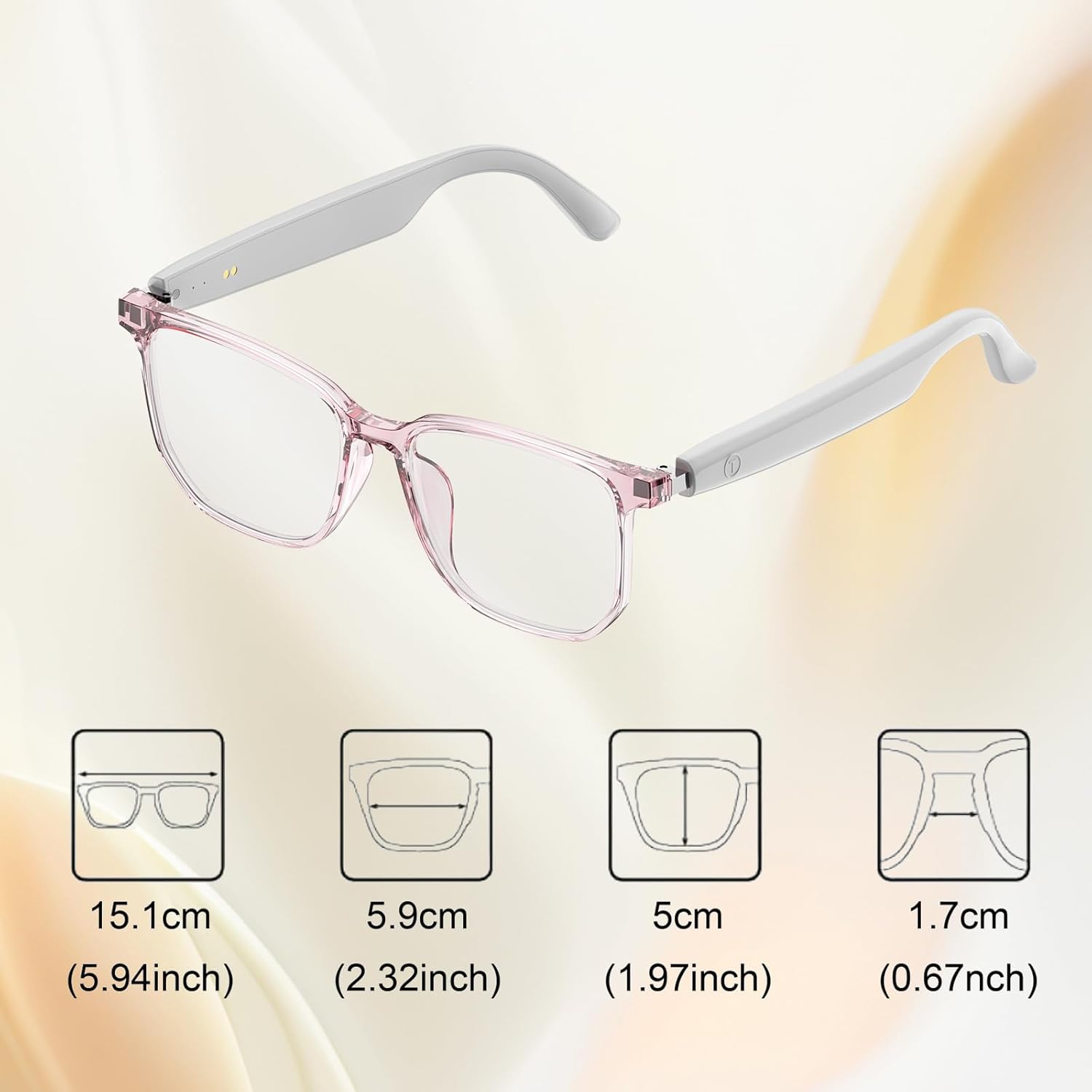 AI Smart Glasses, Bluetooth 5.4 Translation Glasses with 144 Language & Accents, Blue Light Filtering Lenses, Multifunctional Smart Glasses for Men Women, Travel Meeting Trade Business HY-C8 White - Image 8
