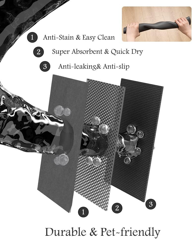 Pet Feeding Mat-Absorbent Dog Mat for Food and Water Bowl-No Stains Quick Dry Dispenser Mat-Dog Accessories Pet Supplies-Water Bowl for Messy Drinkers(Darkgrey,12"x19" - Image 6