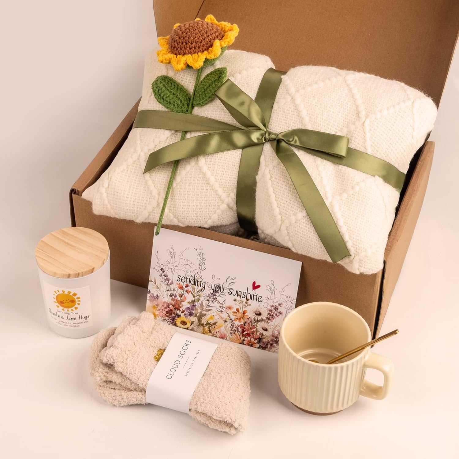 Anforsun Sending Sunshine Sunflower, Thinking of You Care Package Unique Gift Baskets for Women, Best Friend Birthday and Get Well Soon - Image 3