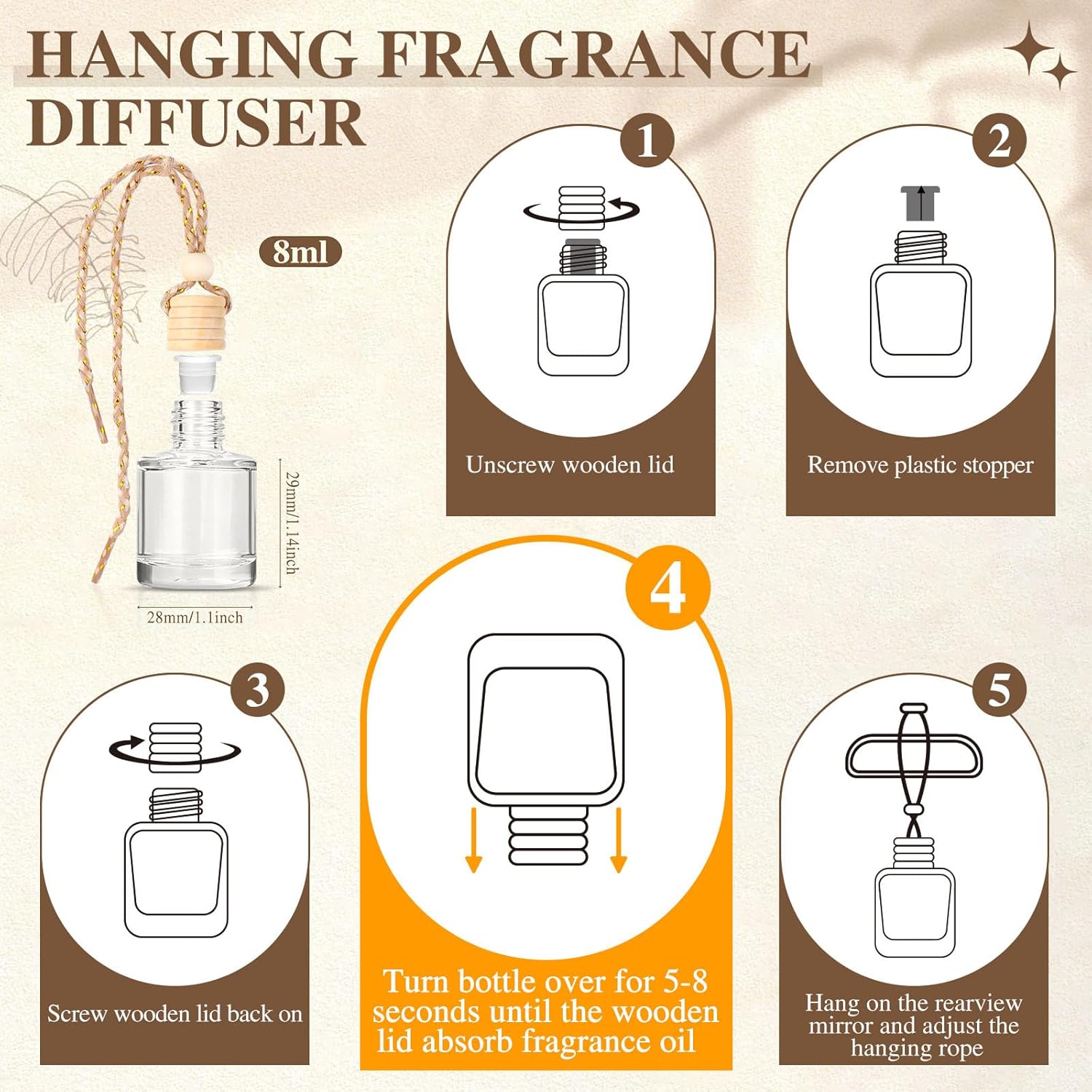 AROIC Car Air Freshener for Women, 6 Pack Air Freshener Diffuser, Mothers Day Gift for Mom, Hanging Essential Oil Air Freshener Diffuser Odor Eliminator, Cute Car Interior Decor Car Scents Accessories - Image 4