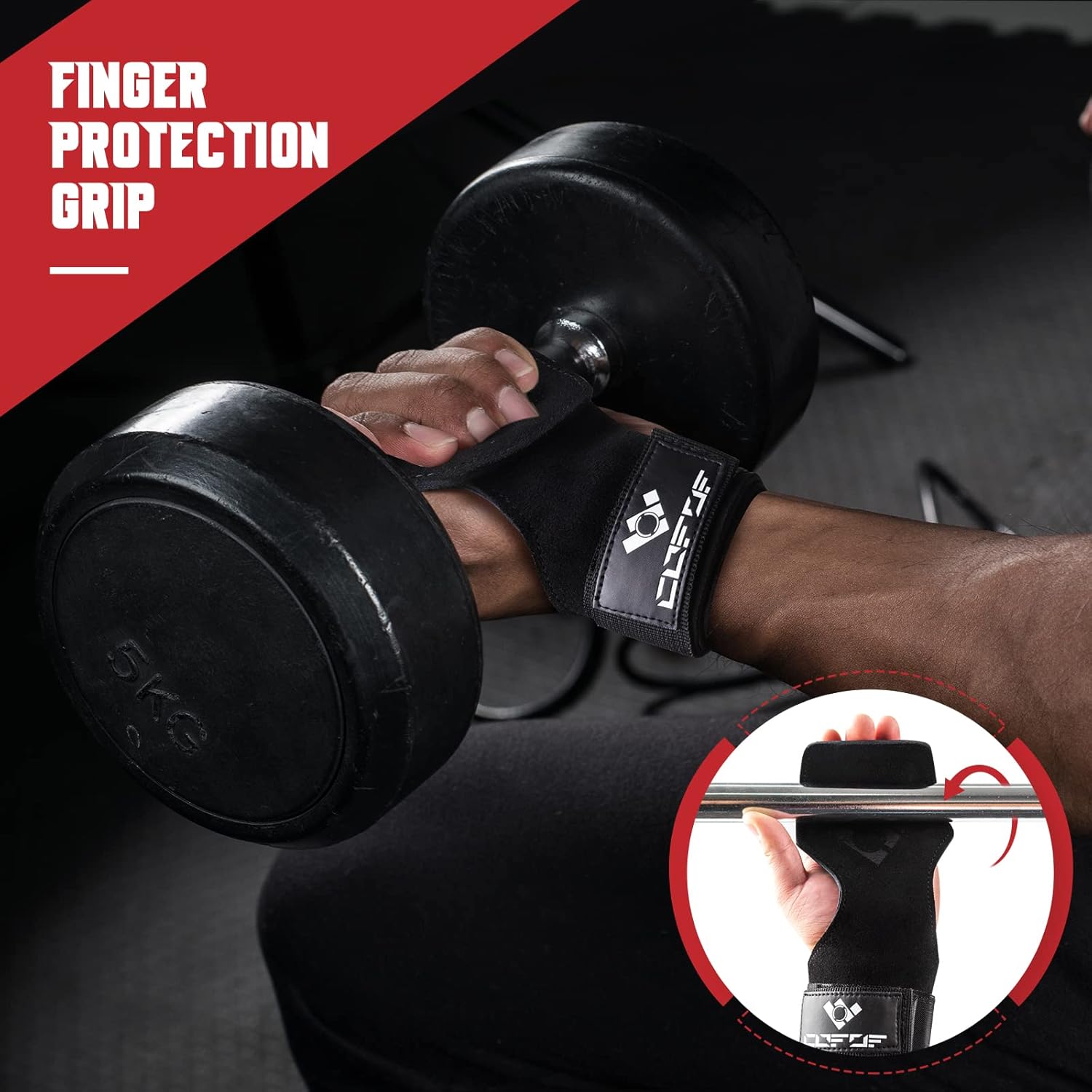 COFOF Weight Lifting Wrist Strap, Double Layer Leather Wrist Strap for Deadlift and Powerlifting, Adjustable Neoprene Padded Gym Workout Lifting Hooks (Pair) - Image 6
