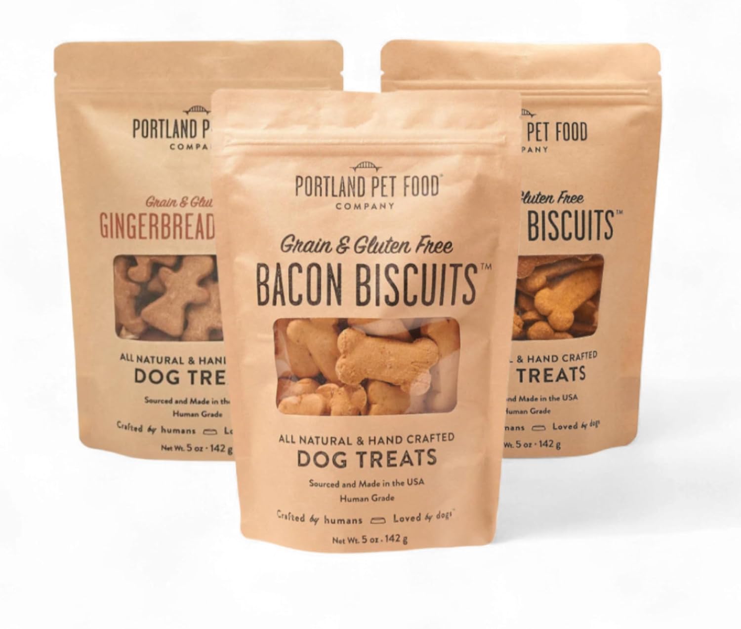 Portland Pet Food Company Natural Dog Treats Variety Pumpkin Gingerbread & Bacon Dog Biscuits - Grain-Free, Human-Grade Healthy Training & Snacks - Puppy, Small, Large Breed - Made in the USA - 3 Pack