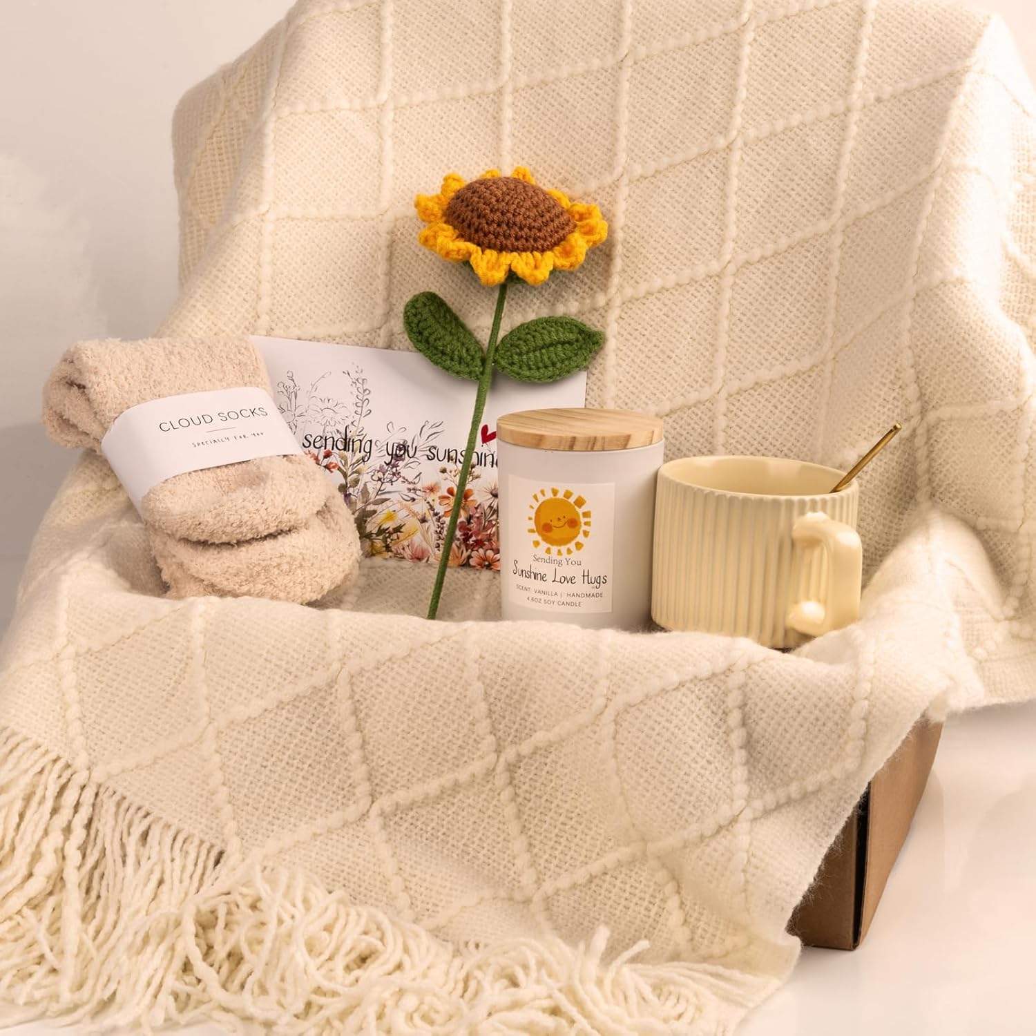 Anforsun Sending Sunshine Sunflower, Thinking of You Care Package Unique Gift Baskets for Women, Best Friend Birthday and Get Well Soon - Image 4