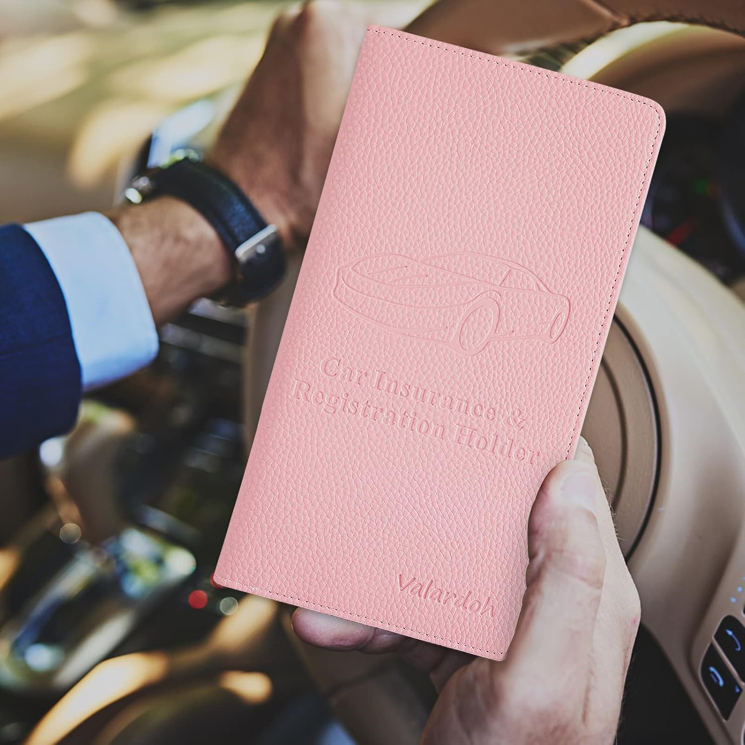 Valardoh Premium Car Registration and Insurance Card Holder, Car Document Holder for Cards, Driver License & other Essential Documents (Pink) - Image 6