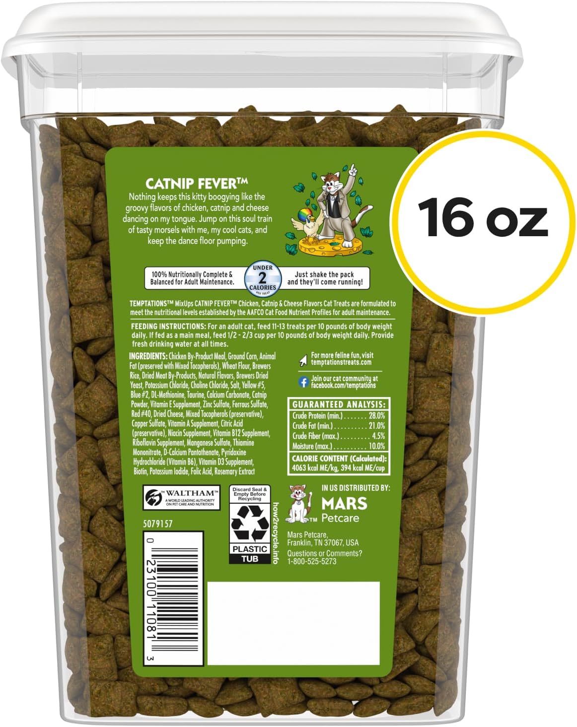 Temptations Cat Treats, Classic Crunchy and Soft Cat Treats, Catnip Fever Flavor, Catnip Treats, 16 oz. Tub - Image 2
