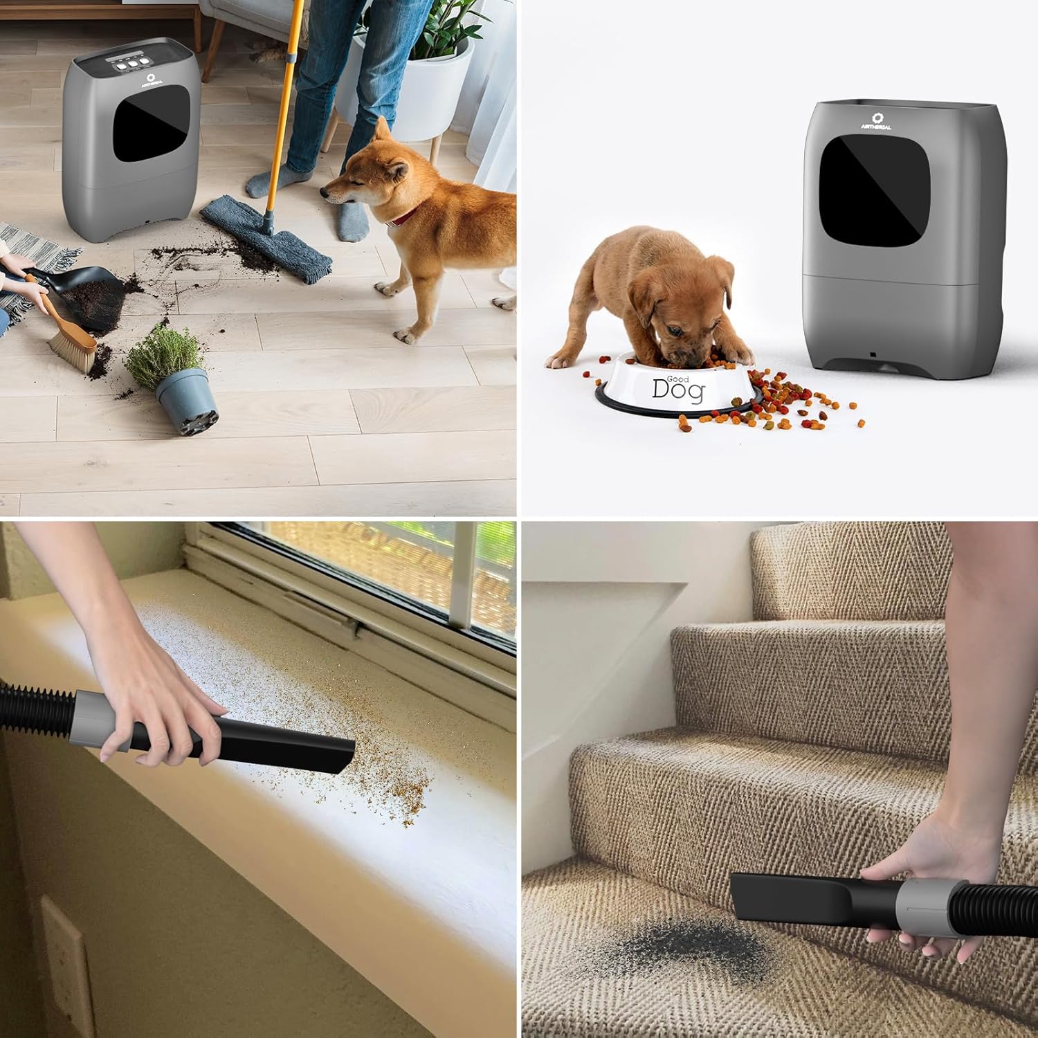 AIRTHEREAL T1 Touchless Vacuum Automatic Dustpan with 2 Operation Modes - Ultra Fast & Powerful Corded Canister Vacuum for Sweeping Salon, Pet Hair, Food, Dirt, Kitchen, 20Kpa 1500 Watt Max Suction - Image 7