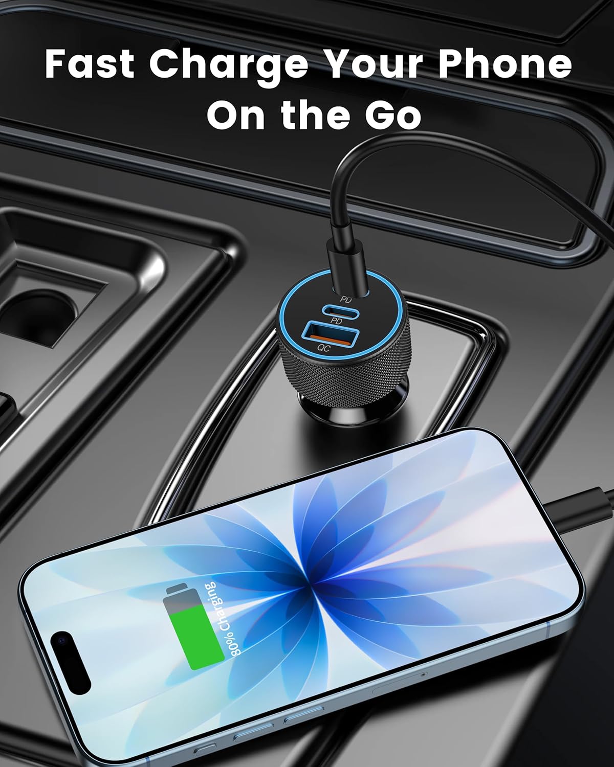 USB C Car Charger, 3-Port 67W Dual USB-C & USB-A Car Power Adapter PD/QC Fast Charging Cigarette Lighter for iPhone 17/16/15/14/13/12/11 Pro Max, iPad, Samsung Galaxy S25 S24/S23/S22, Pixel, Android - Image 5