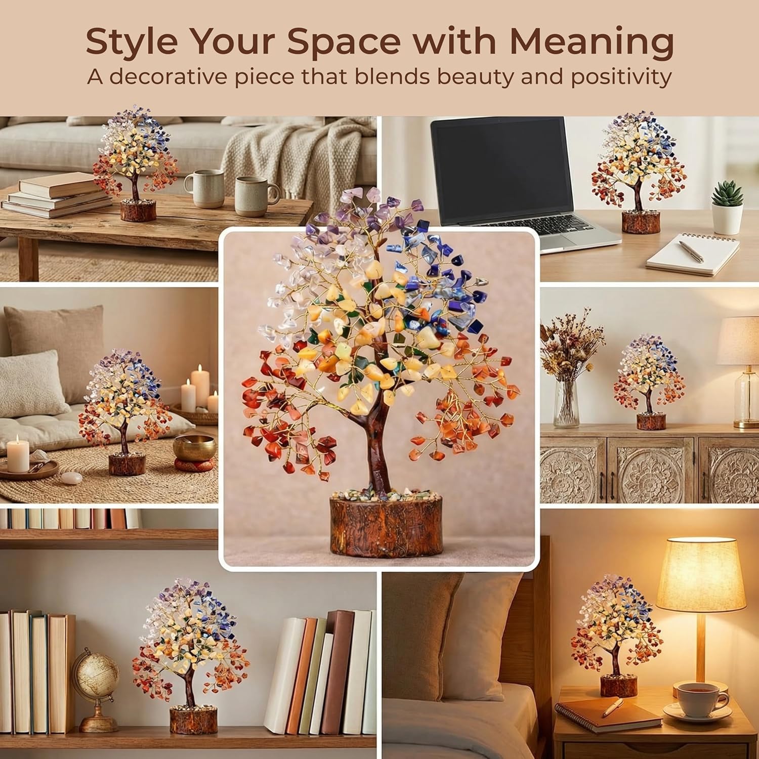 Chakra Tree of Life Birthday Gifts for Women, Mom, Sister, Friends, Handmade Healing Crystal Tree Bring Money, Positivity & Good Luck, Boho Home, Room and Office Desk Decor, Unique Gifts for Mother - Image 8