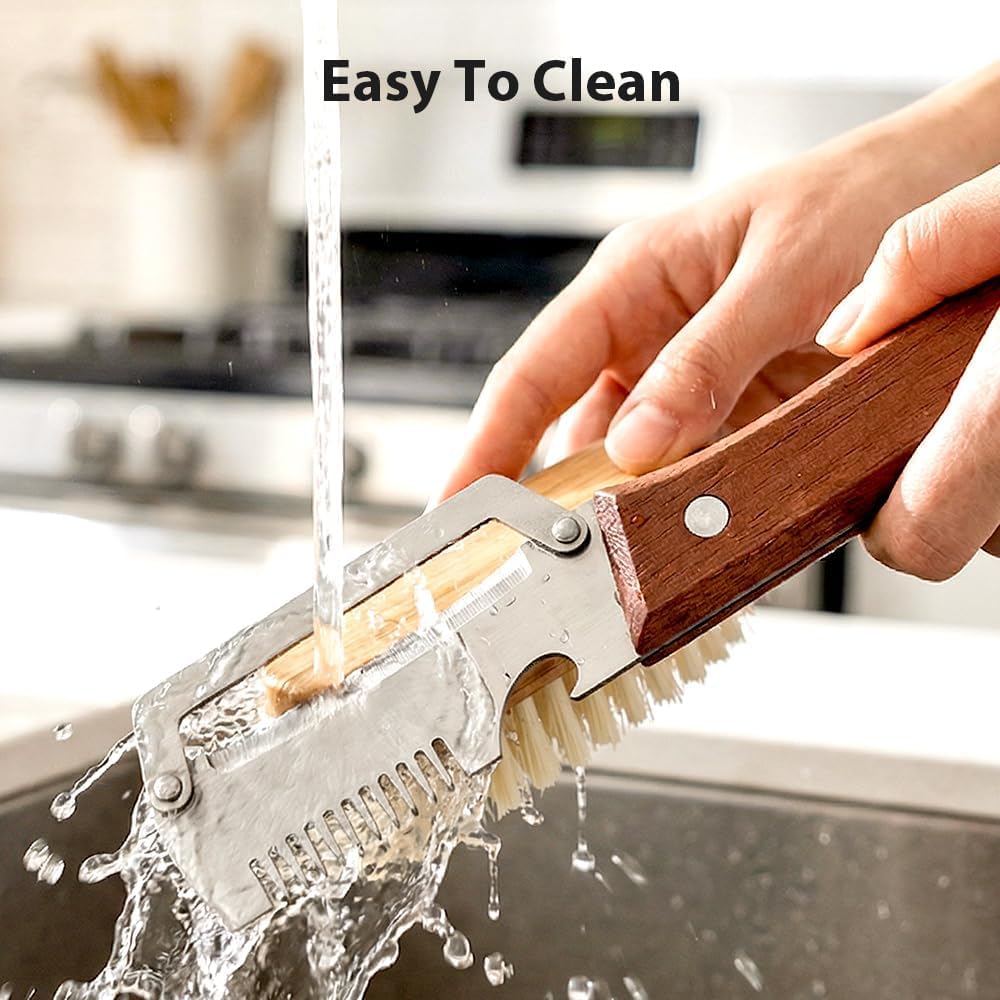 2026New Multi-functional Vegetable Peeler, Ktchen Multi-function Stainless Steel Thickened Fruit Peeler Knife with Wooden Handle, 3-1,Suitable for Peeling Fruits and Shredding Scallions (1PCS) - Image 6