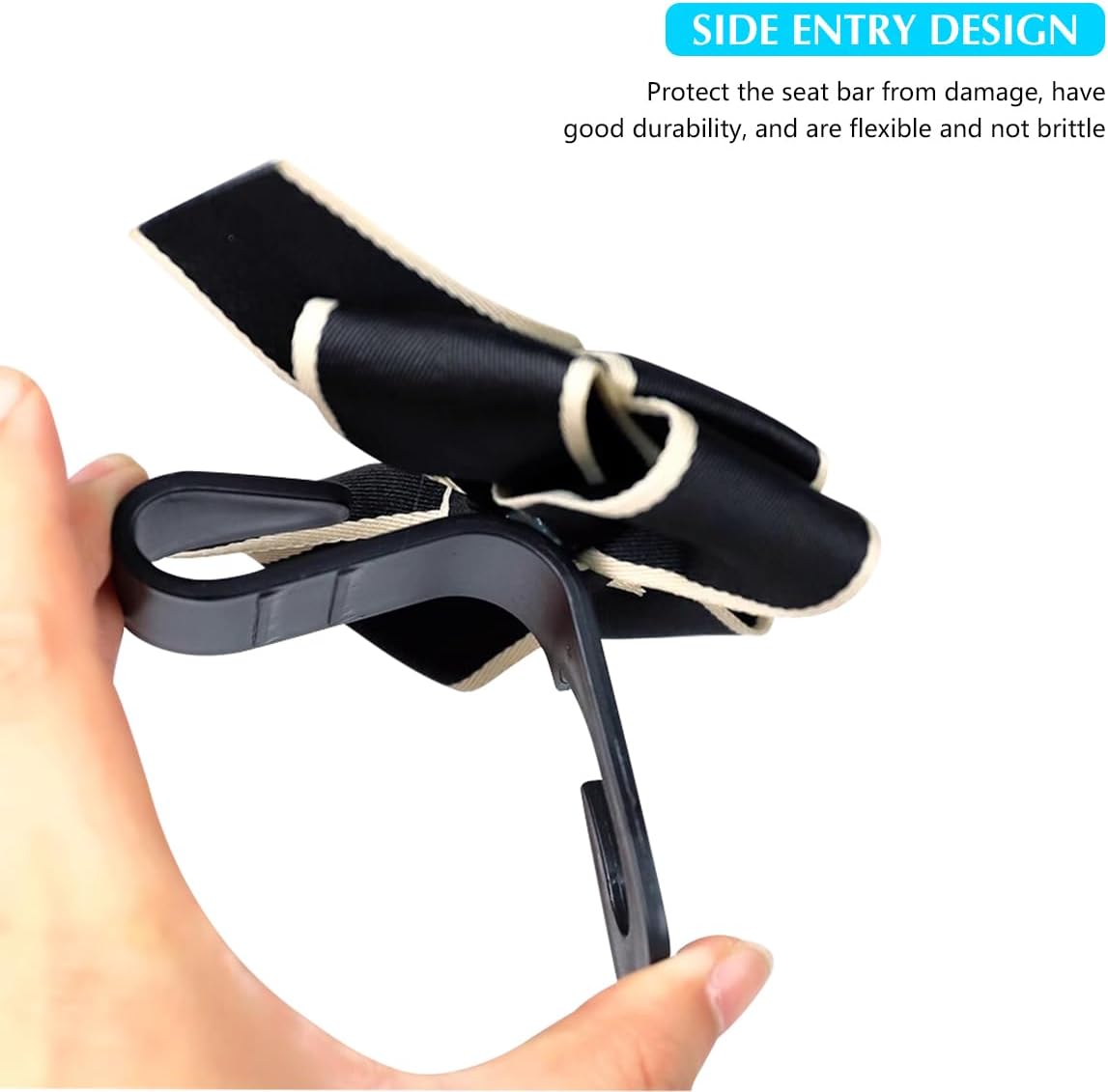 Mandark 2PCS Car Seat Headrest Hooks, Cute Bow Vehicle Hooks for Purses and Bags, Automotive Purse Hook Hanger Interior Decoration Accessories, Universal for SUV, Sedan, Truck (Black Line) - Image 3