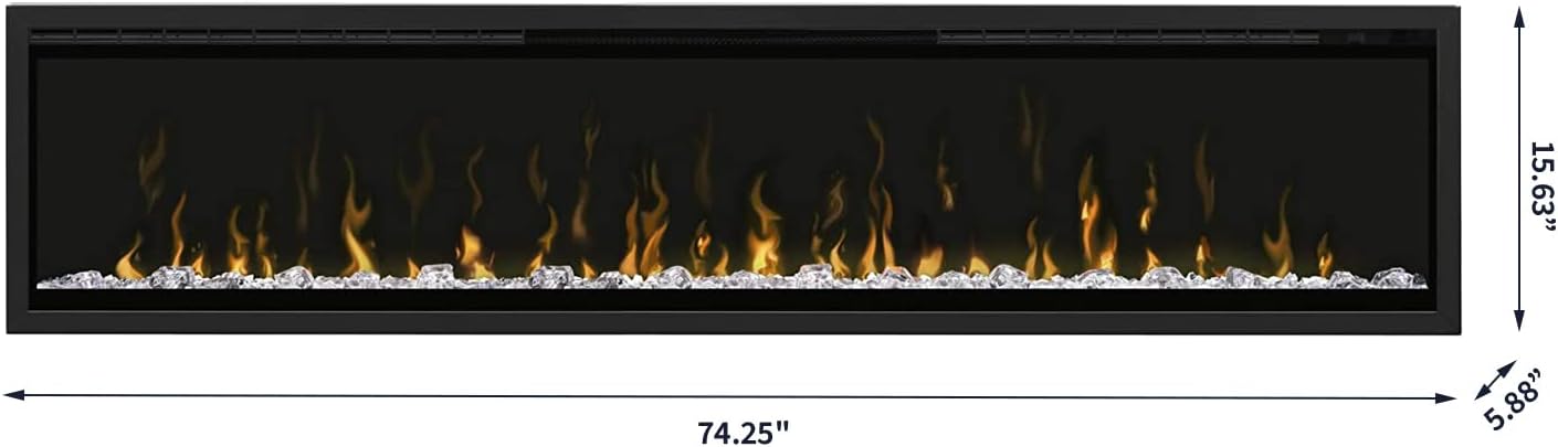 Dimplex IgniteXL 74" Built-in Linear Electric Fireplace (Model: XLF74), 8530/5118 BTU, 240/120 Volt, 2500/1500 Watt, Black - Image 8
