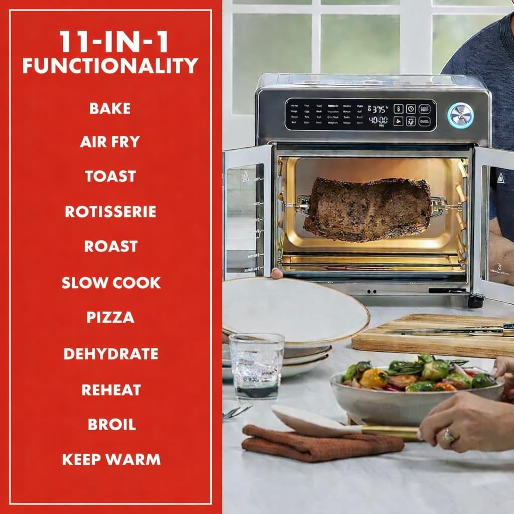 Emeril Lagasse Extra Large French Door Air Fryer Toaster Oven Combo, 24 Cooking Functions and Digital Controls, 7 Accessories Included, Stainless Steel Finish, 26QT Capacity - Image 2