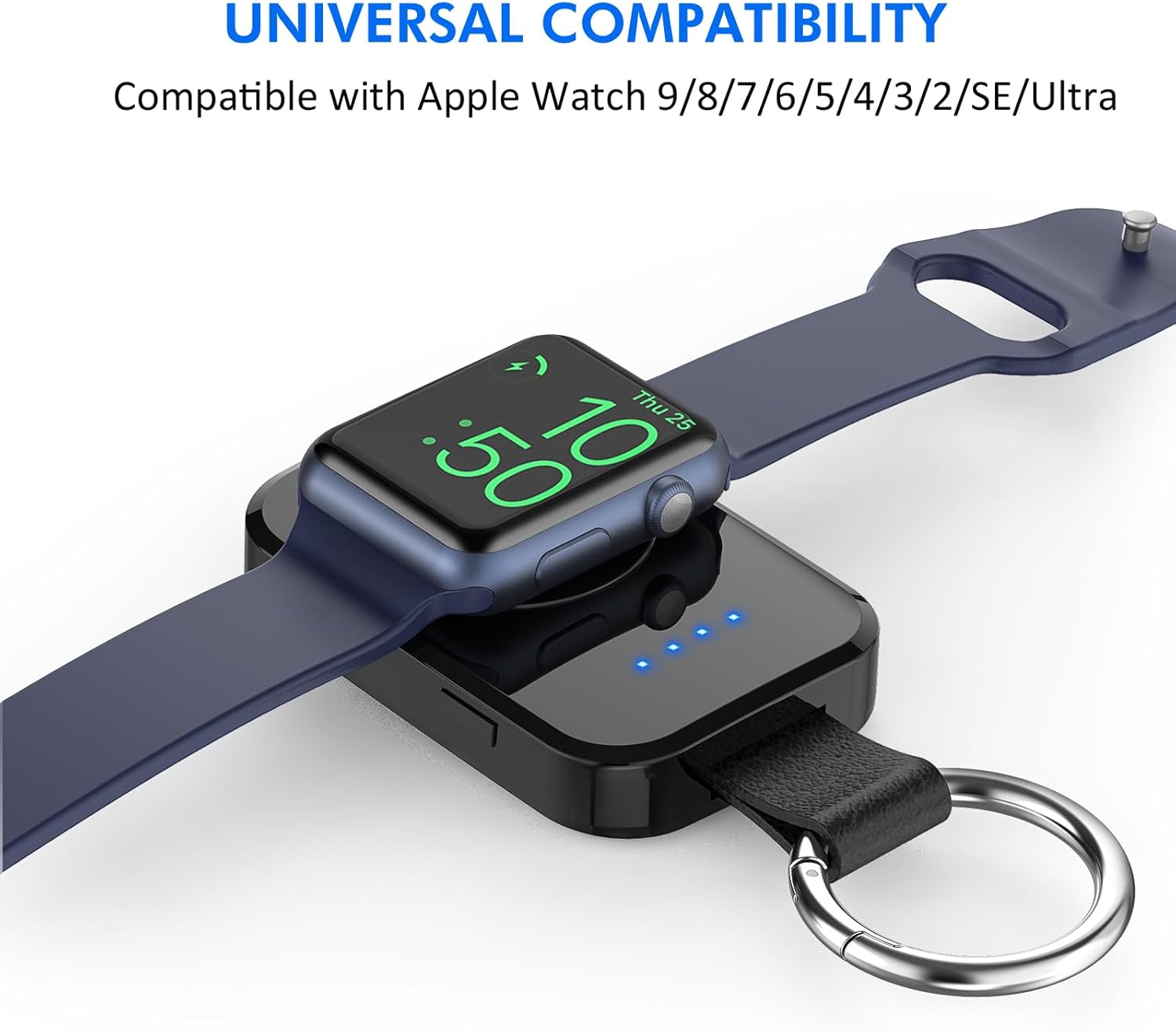 i.VALUX Portable Wireless Charger for Apple Watch Series 11/10/9/8/UItra/7/6/5/4/3/2/SE,Compact Magnetic iWatch Charger 1000mAh Extra Power Bank Smart Keychain Travel Accessories Father Birthday-Black - Image 5