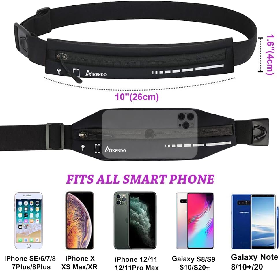 AIKENDO Slim Running Belt for Women Men,Runners Fanny Pack Phone Holder,Running Pouch Waist bag for Workout Jogging,Money Belt Running Gear Accessories - Image 3