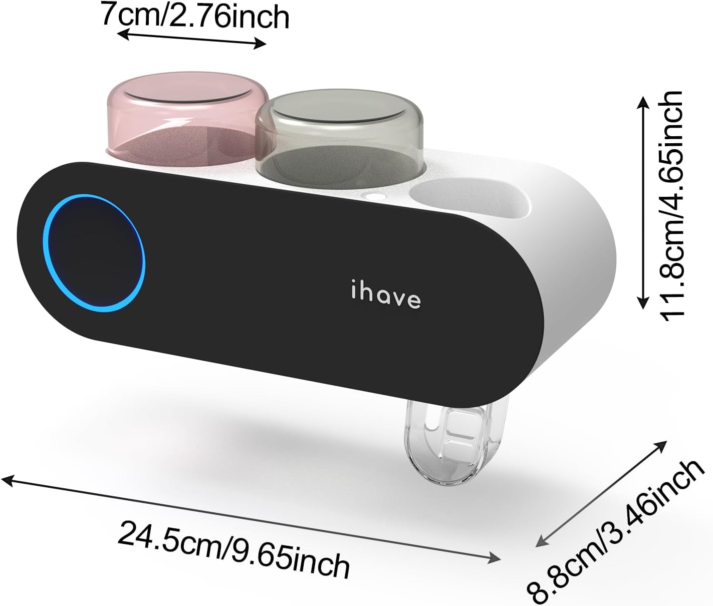 iHave Toothbrush Holders for Bathrooms, UV Toothbrush Sanitizer and Holder Smart Home Bathroom Accessories, 2 Cups Electric Toothbrush Holder Wall Mounted with Toothpaste Dispenser Bathroom Decor - Image 7
