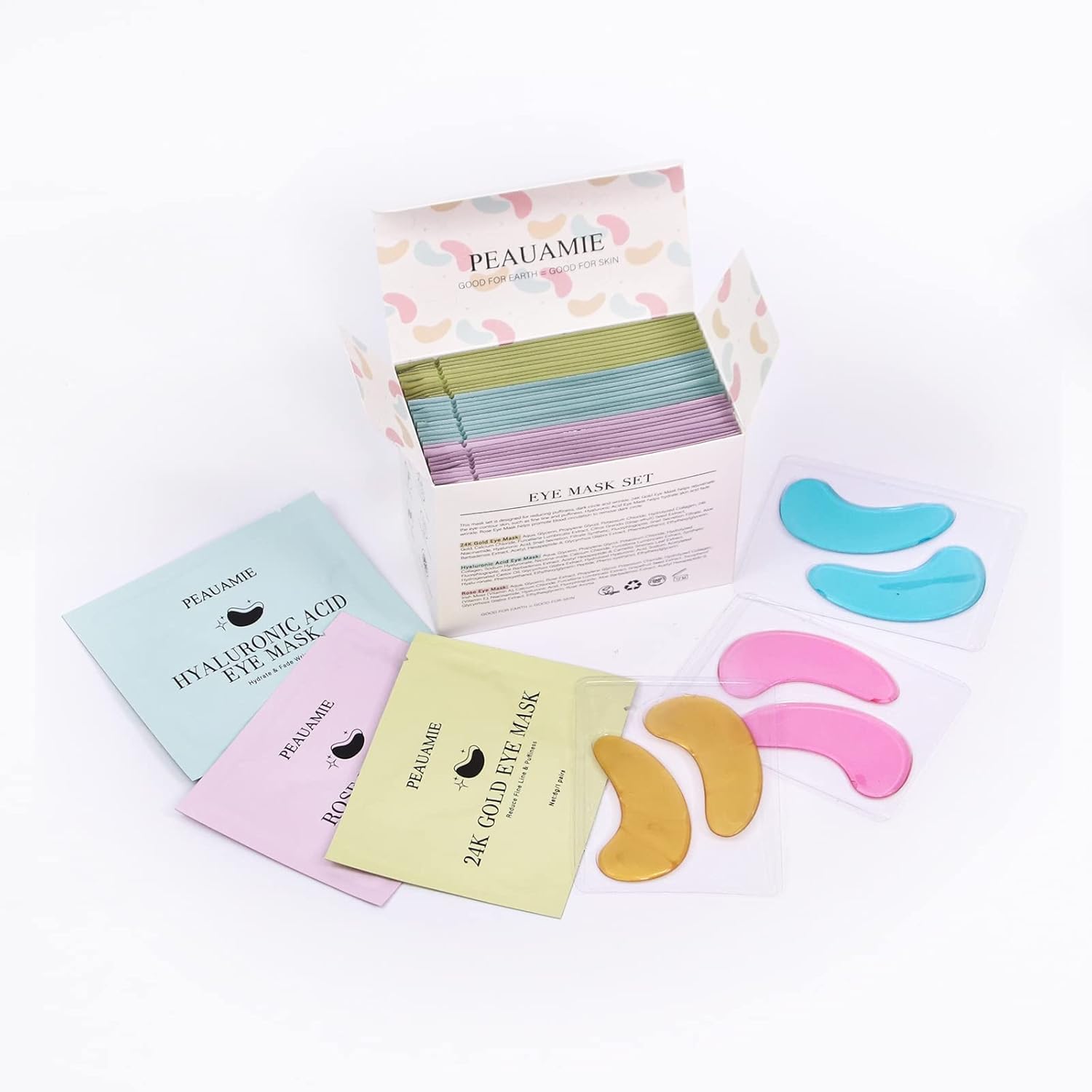 PEAUAMIE Under Eye Patches Gold and Hyaluronic Acid for puffy eyes,Rose Eye Masks for Dark Circles and Puffiness skin care Smooth Wrinkles products 30 Pairs - Image 6