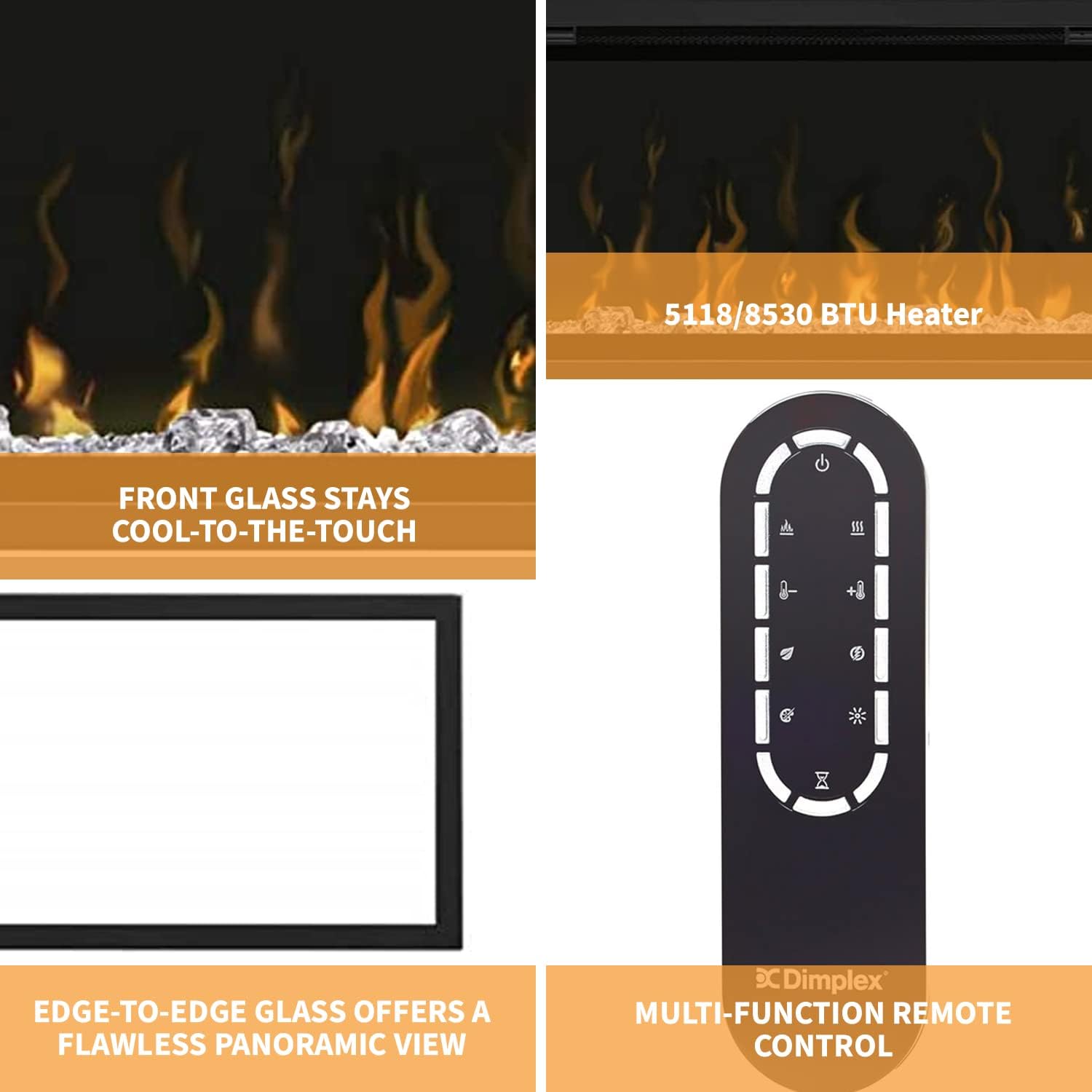 Dimplex IgniteXL 74" Built-in Linear Electric Fireplace (Model: XLF74), 8530/5118 BTU, 240/120 Volt, 2500/1500 Watt, Black - Image 4