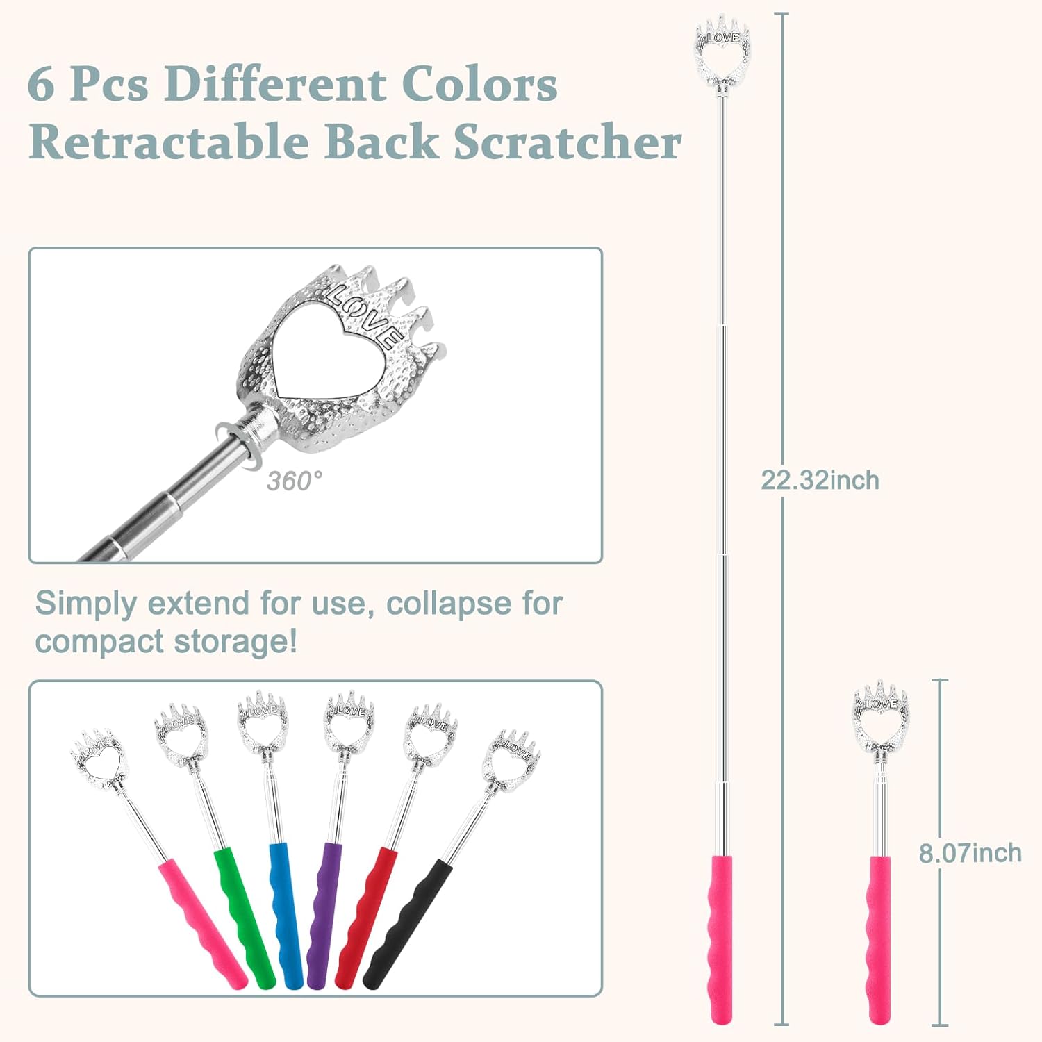 HOFASON 6 Pack Back Scratcher, Fathers Day Dad Gifts, Stocking Stuffers for Adults Women Men, Easter Basket Stuffers, White Elephant Gifts, Prizes for Adult, Birthday Gift for Mom Dad Wife Husband - Image 2